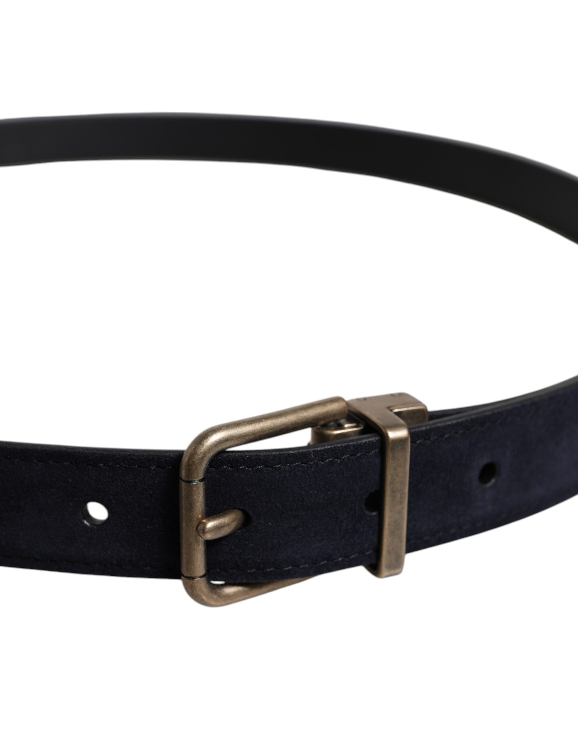 Dolce & Gabbana Black Goat Leather Metal Buckle Classic Belt schwarz