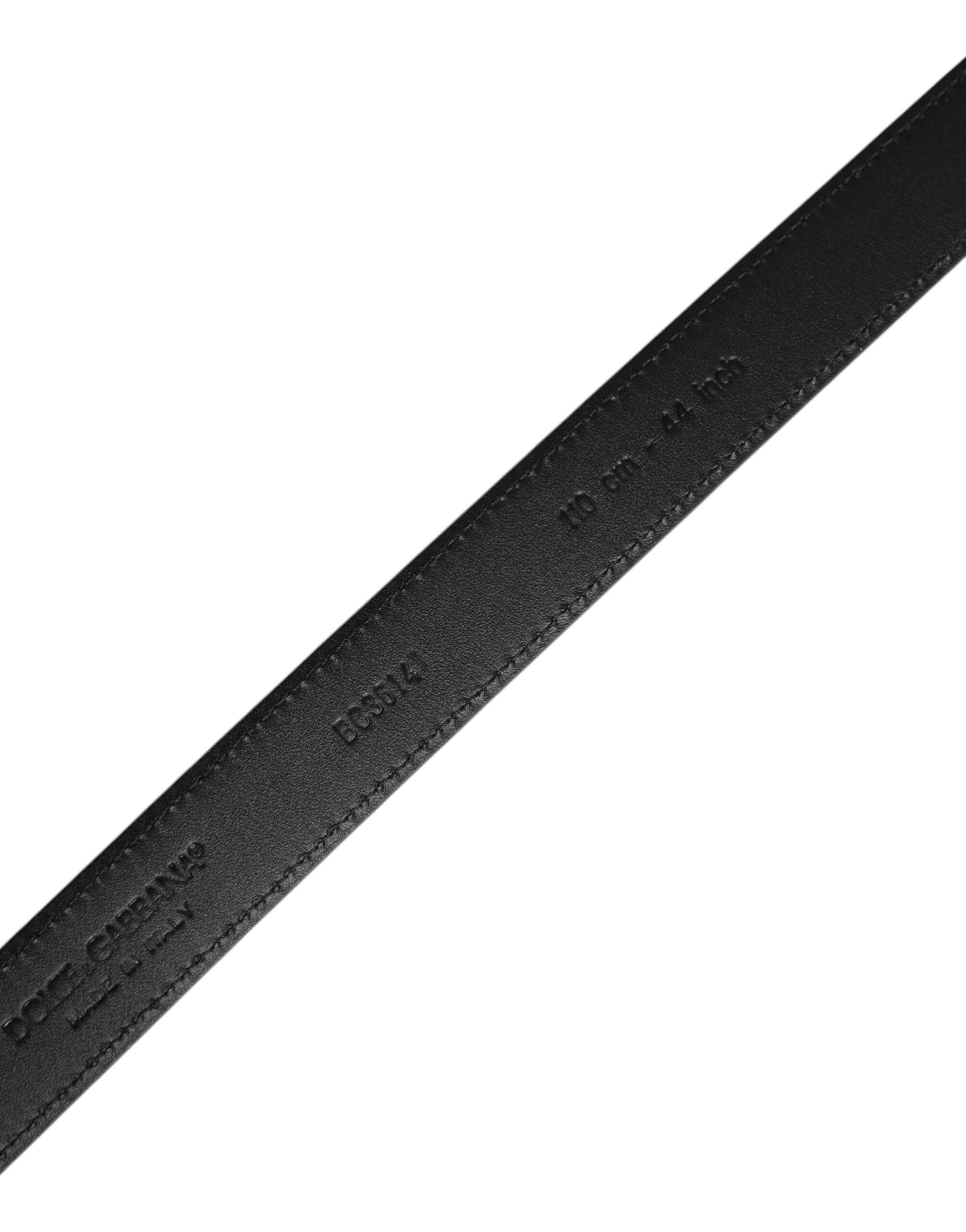 Dolce & Gabbana Black Goat Leather Metal Buckle Classic Belt schwarz