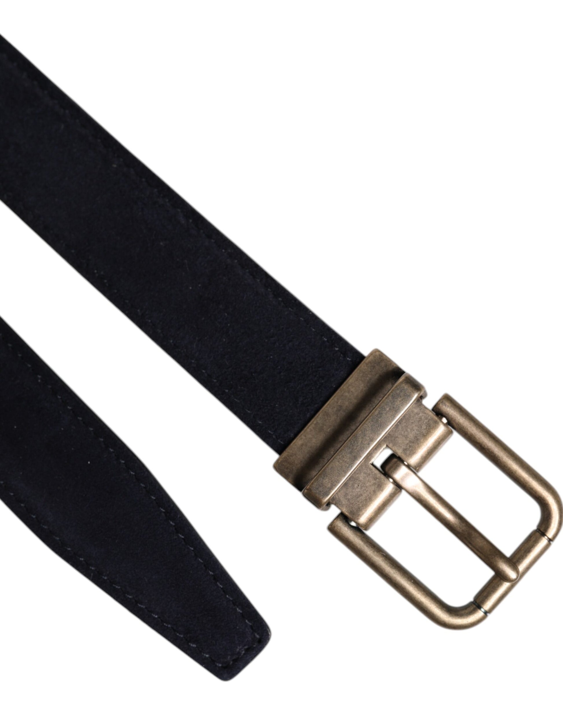 Dolce & Gabbana Black Goat Leather Metal Buckle Classic Belt schwarz