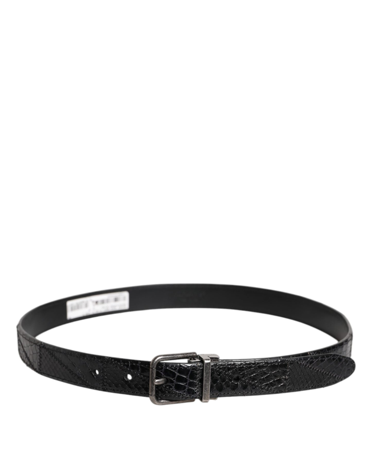 Dolce & Gabbana Black Exotic Leather Metal Logo Buckle Belt Curated Luxury Accessories by Orvyn