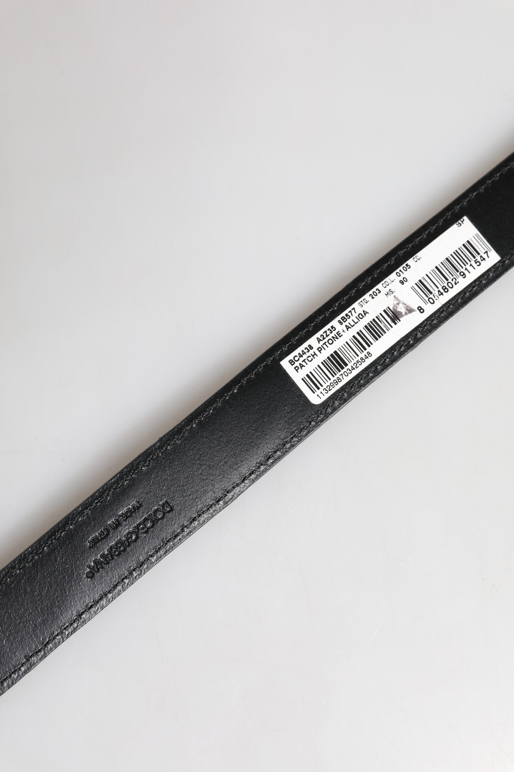 Dolce & Gabbana Black Exotic Leather Metal Logo Buckle Belt Curated Luxury Accessories by Orvyn