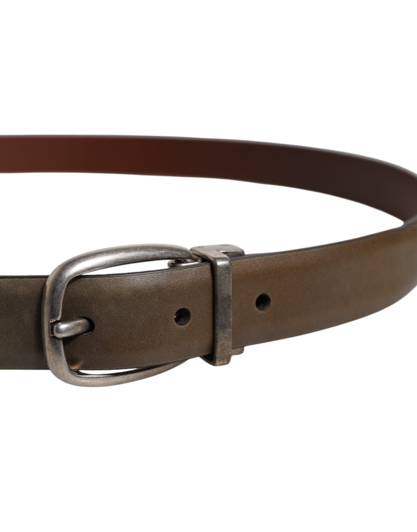 Dolce & Gabbana Brown Leather Classic Metal Logo Buckle Belt braun
