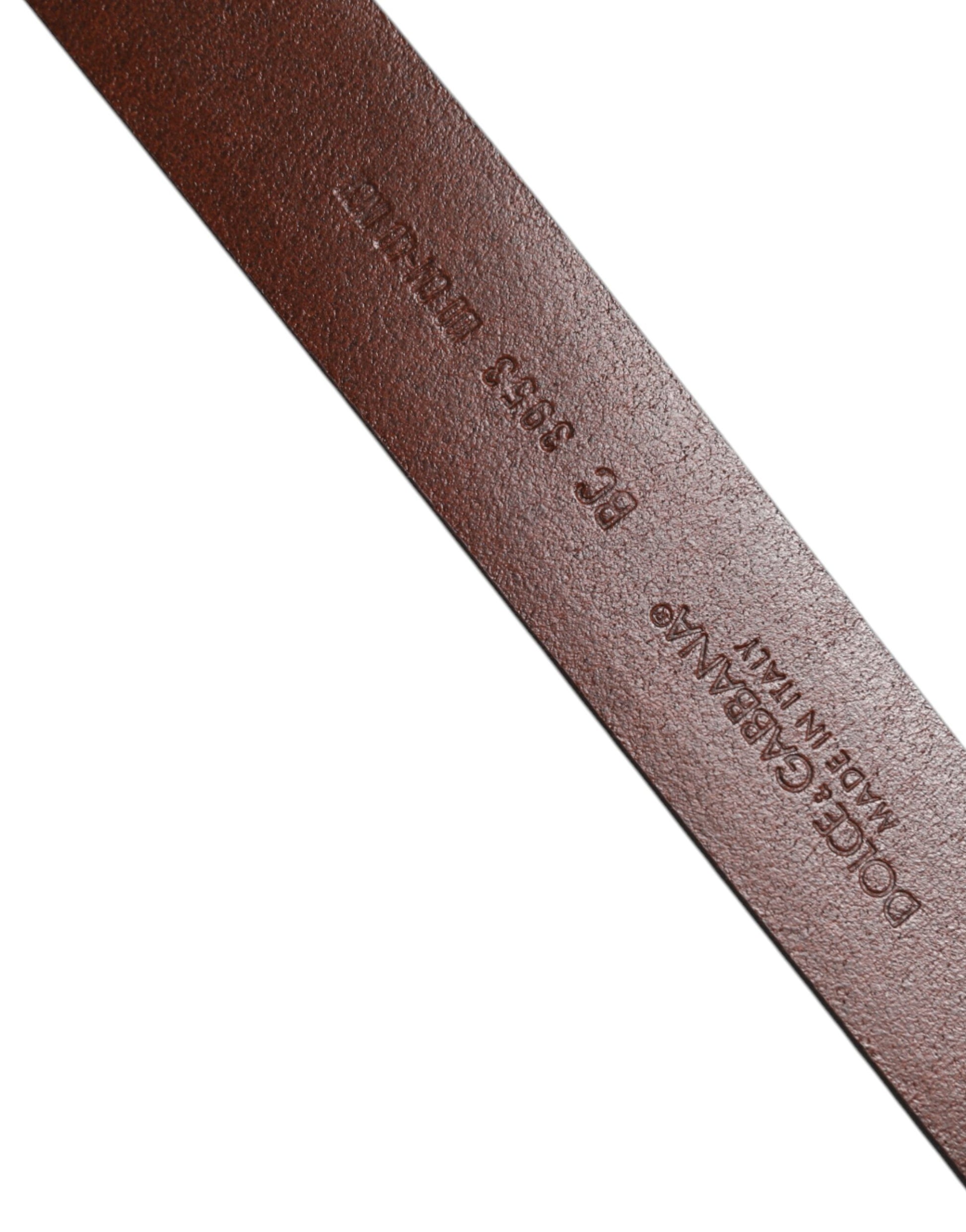 Dolce & Gabbana Brown Leather Classic Metal Logo Buckle Belt braun