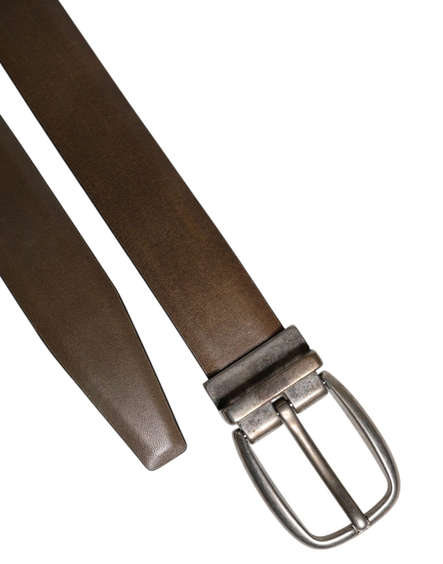 Dolce & Gabbana Brown Leather Classic Metal Logo Buckle Belt braun