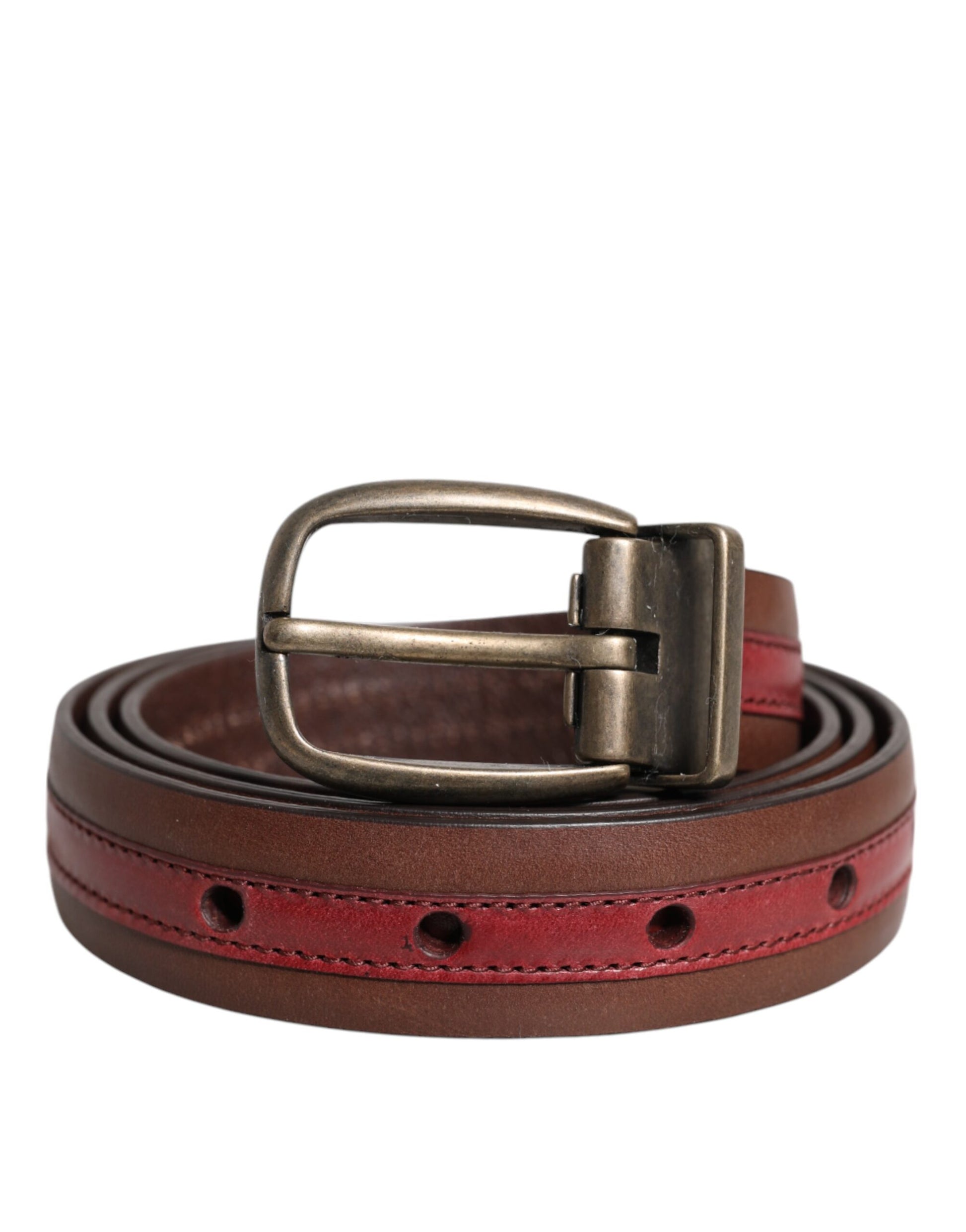 Dolce & Gabbana Burgundy Leather Metal Logo Buckle Belt bordeaux