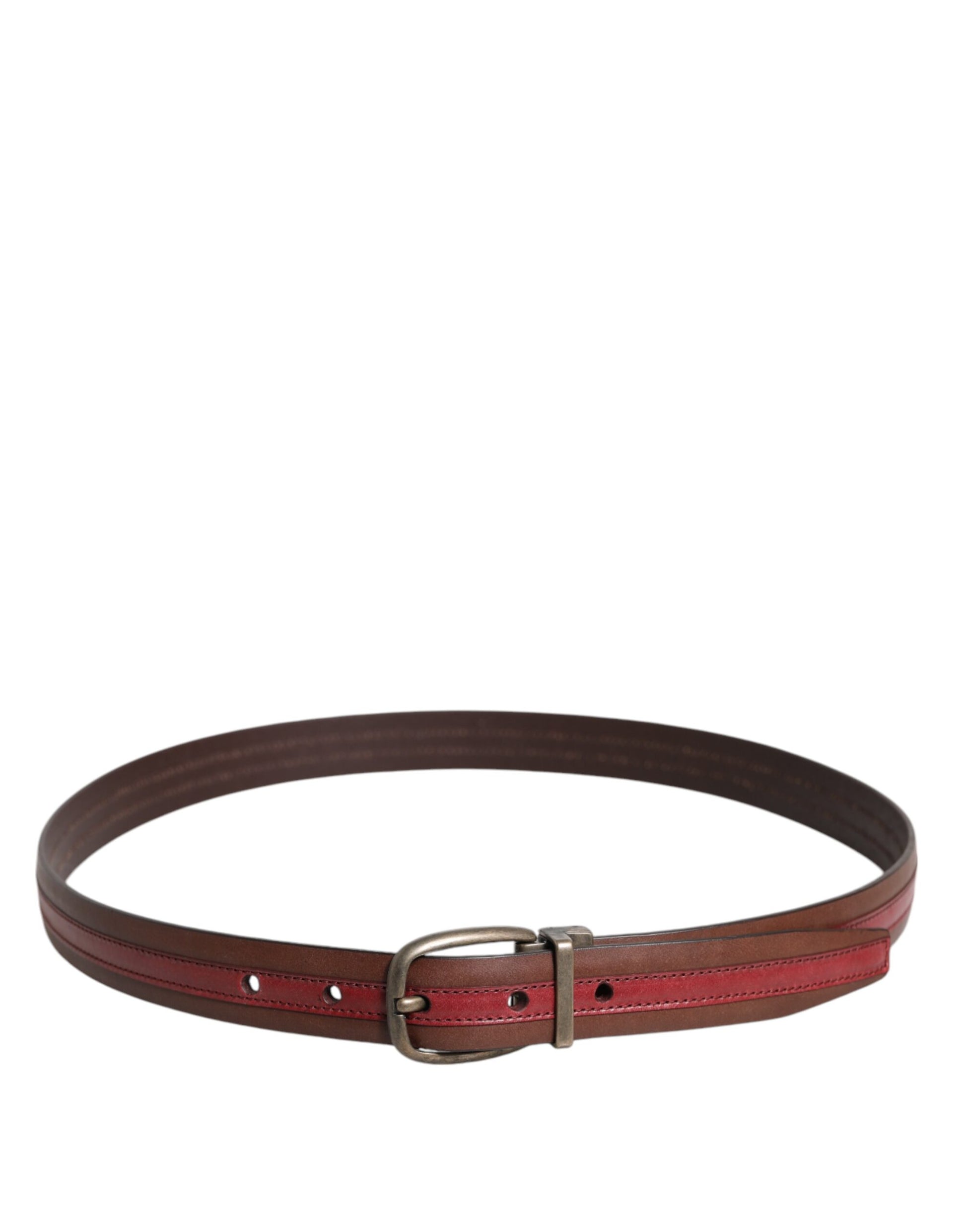 Dolce & Gabbana Burgundy Leather Metal Logo Buckle Belt bordeaux