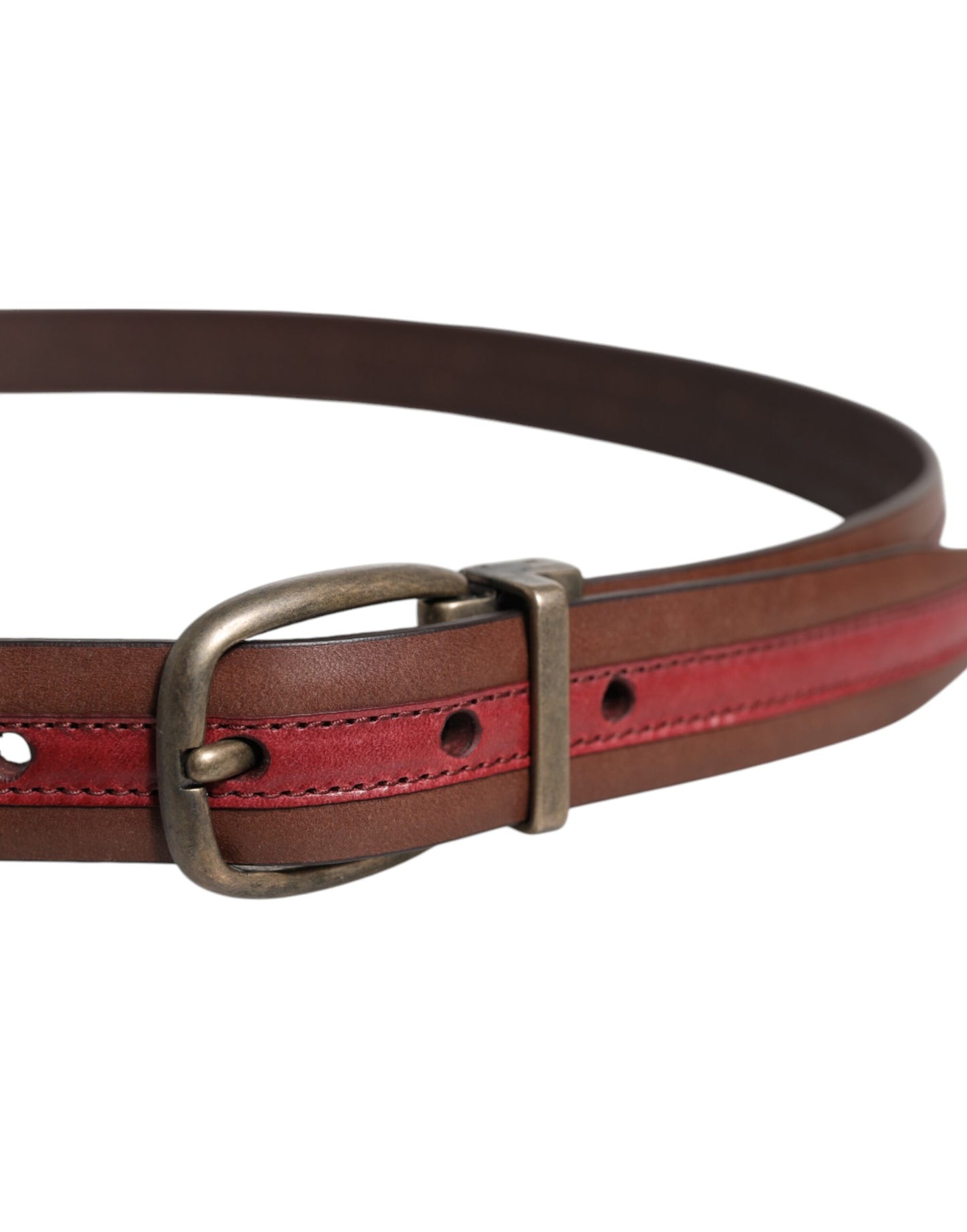 Dolce & Gabbana Burgundy Leather Metal Logo Buckle Belt bordeaux