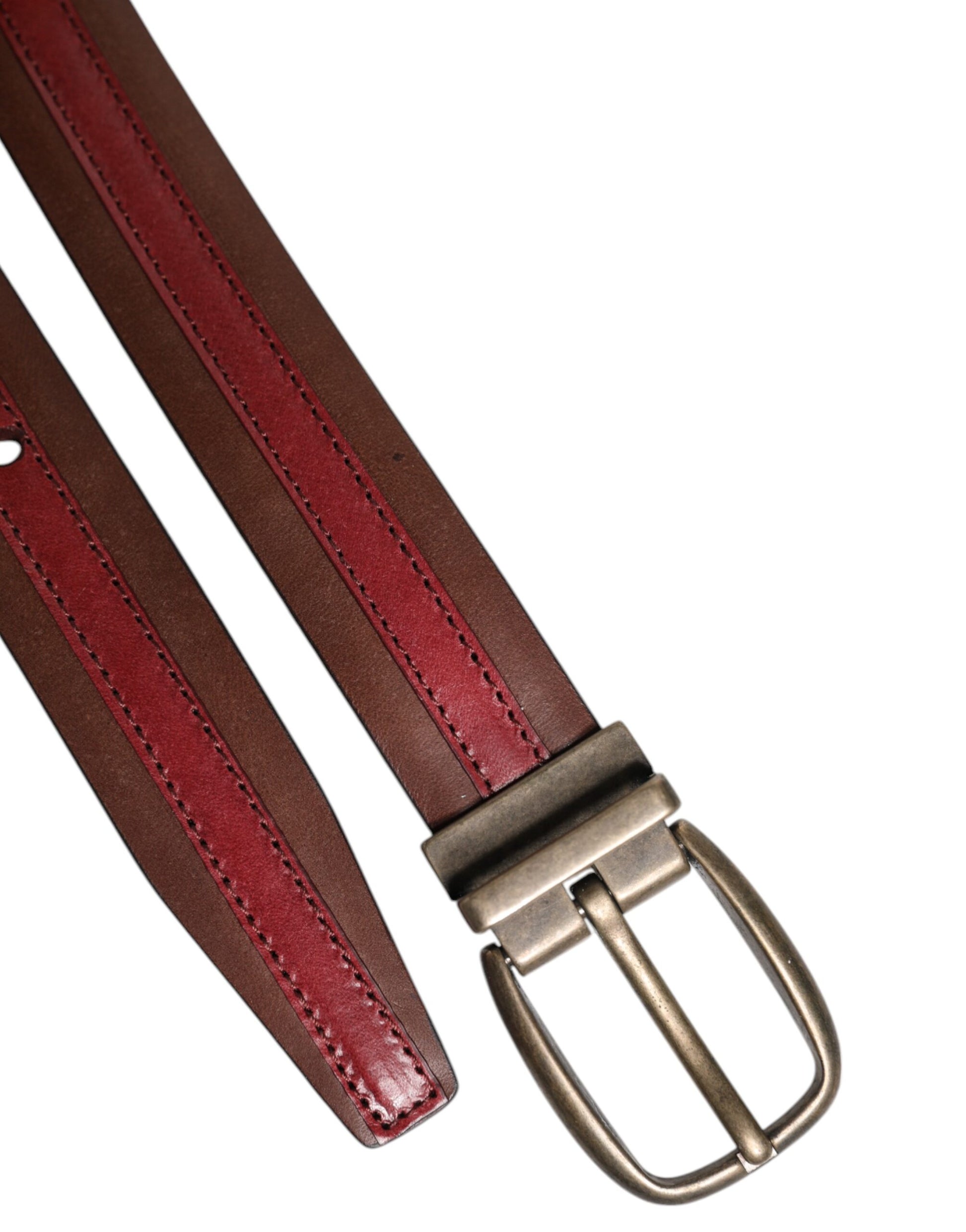 Dolce & Gabbana Burgundy Leather Metal Logo Buckle Belt bordeaux