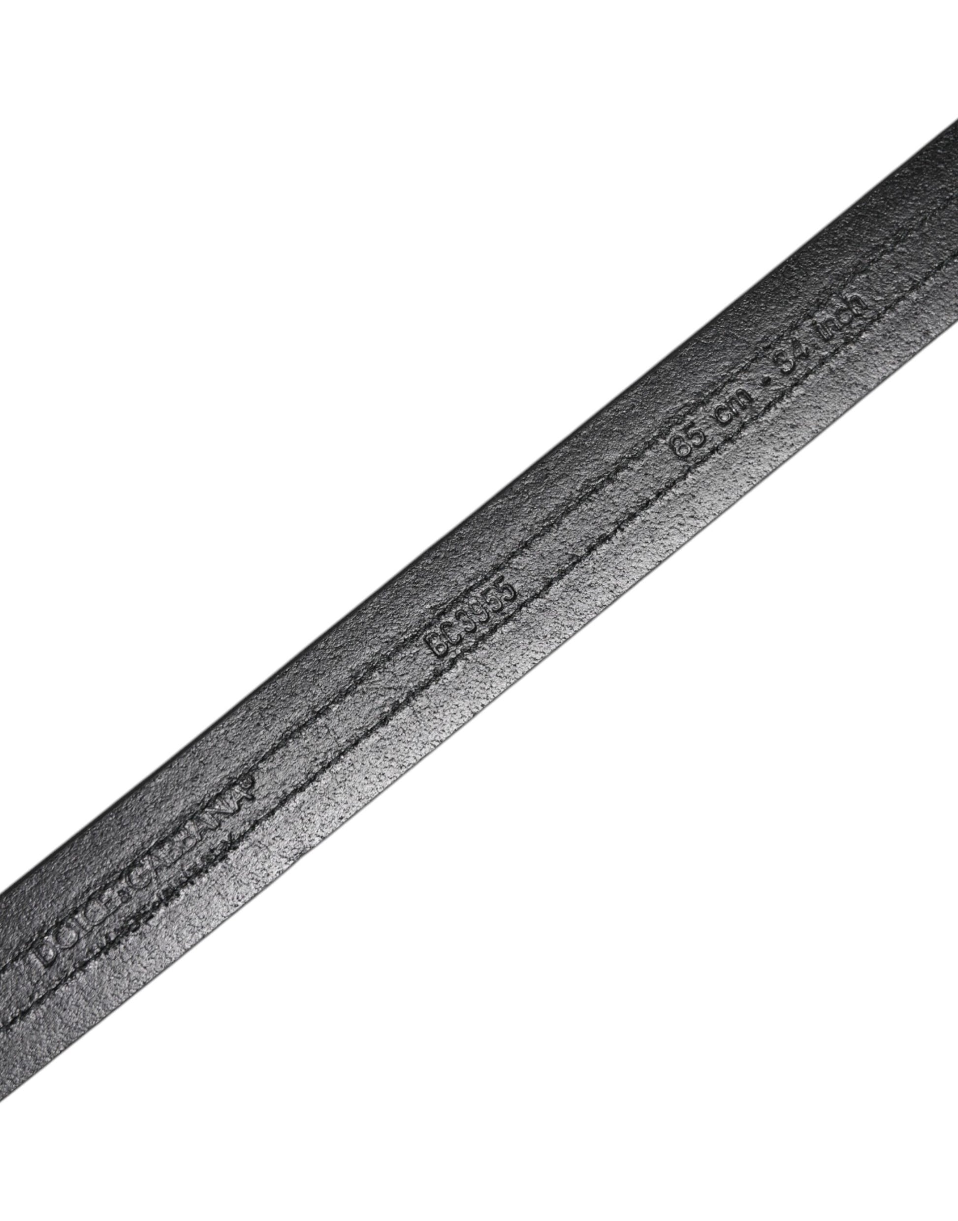 Dolce & Gabbana Black Burgundy Calfskin Metal Logo Buckle Belt schwarz