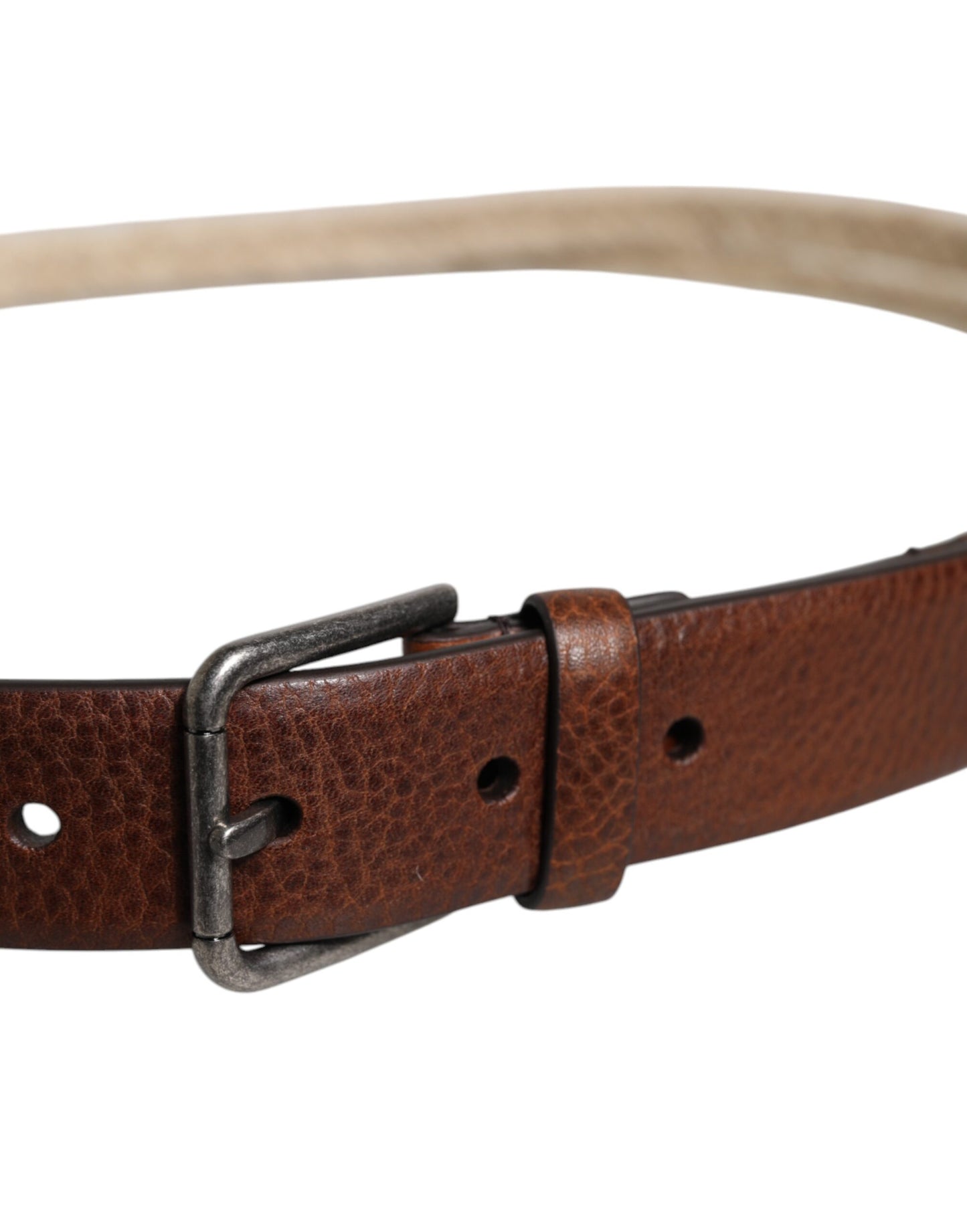 Dolce & Gabbana Brown Jute Leather Woven Metal Buckle Belt braun