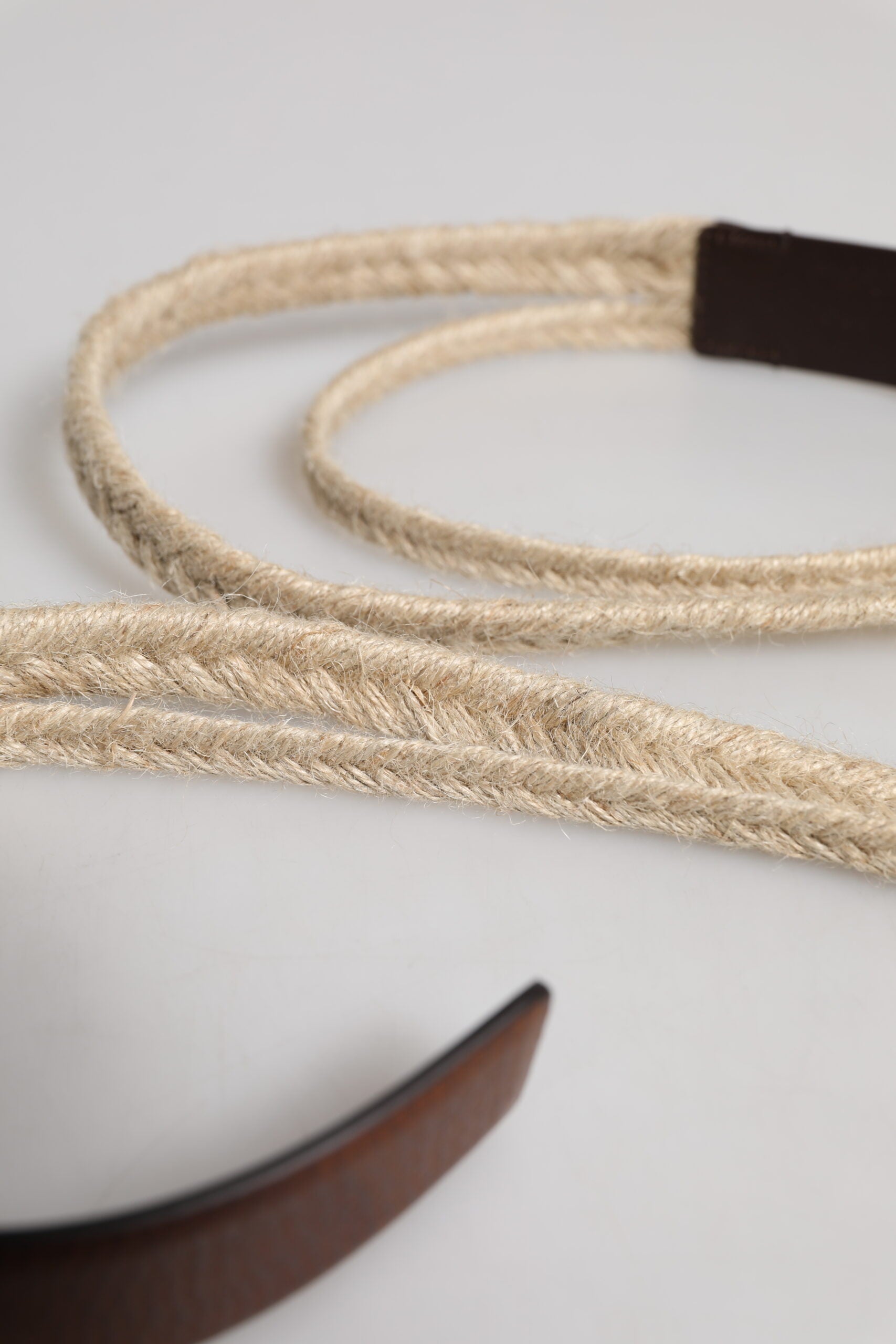 Dolce & Gabbana Brown Jute Leather Woven Metal Buckle Belt braun