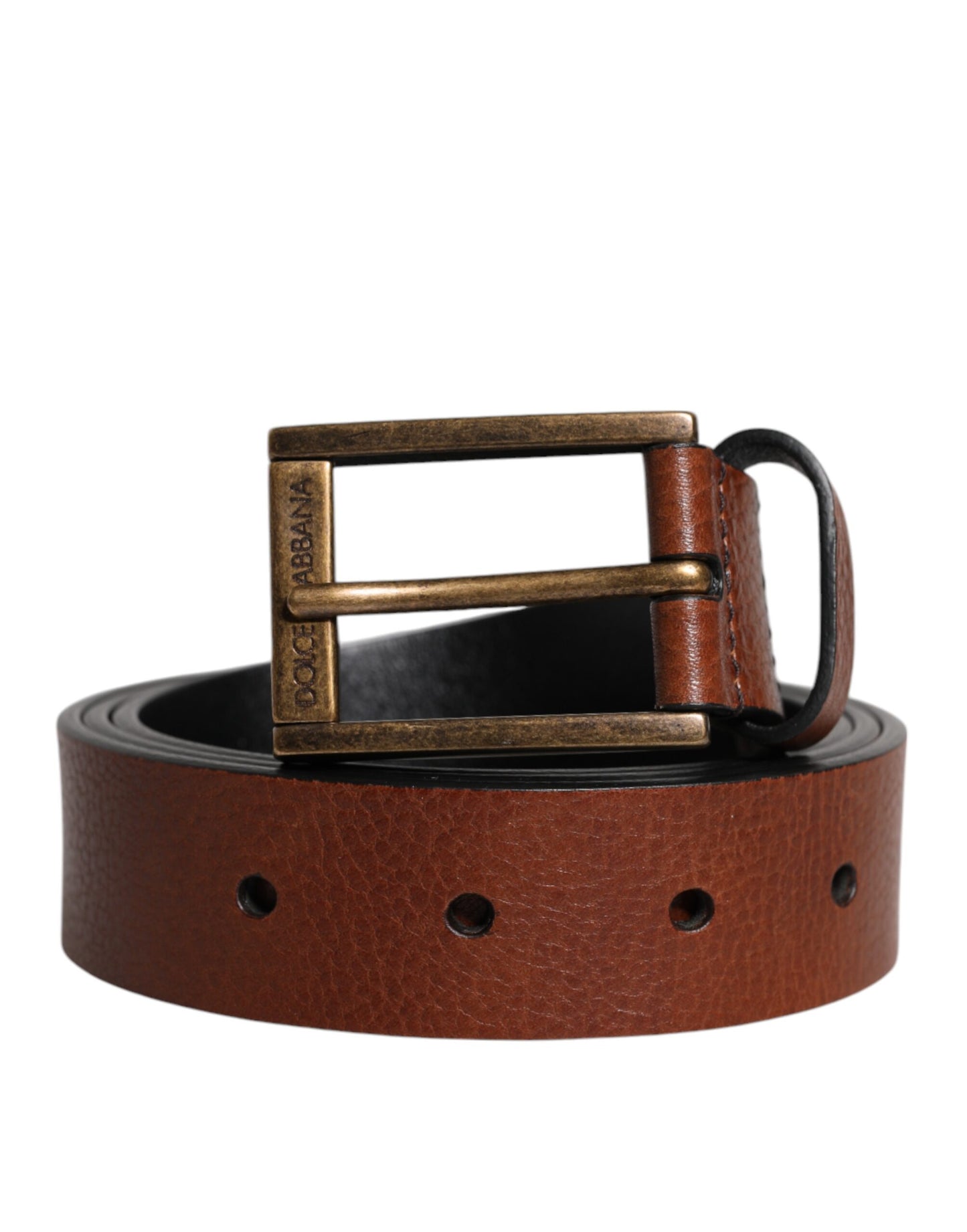 Dolce & Gabbana Brown Calf Leather Classic Metal Buckle Belt Curated Luxury Accessories by Orvyn