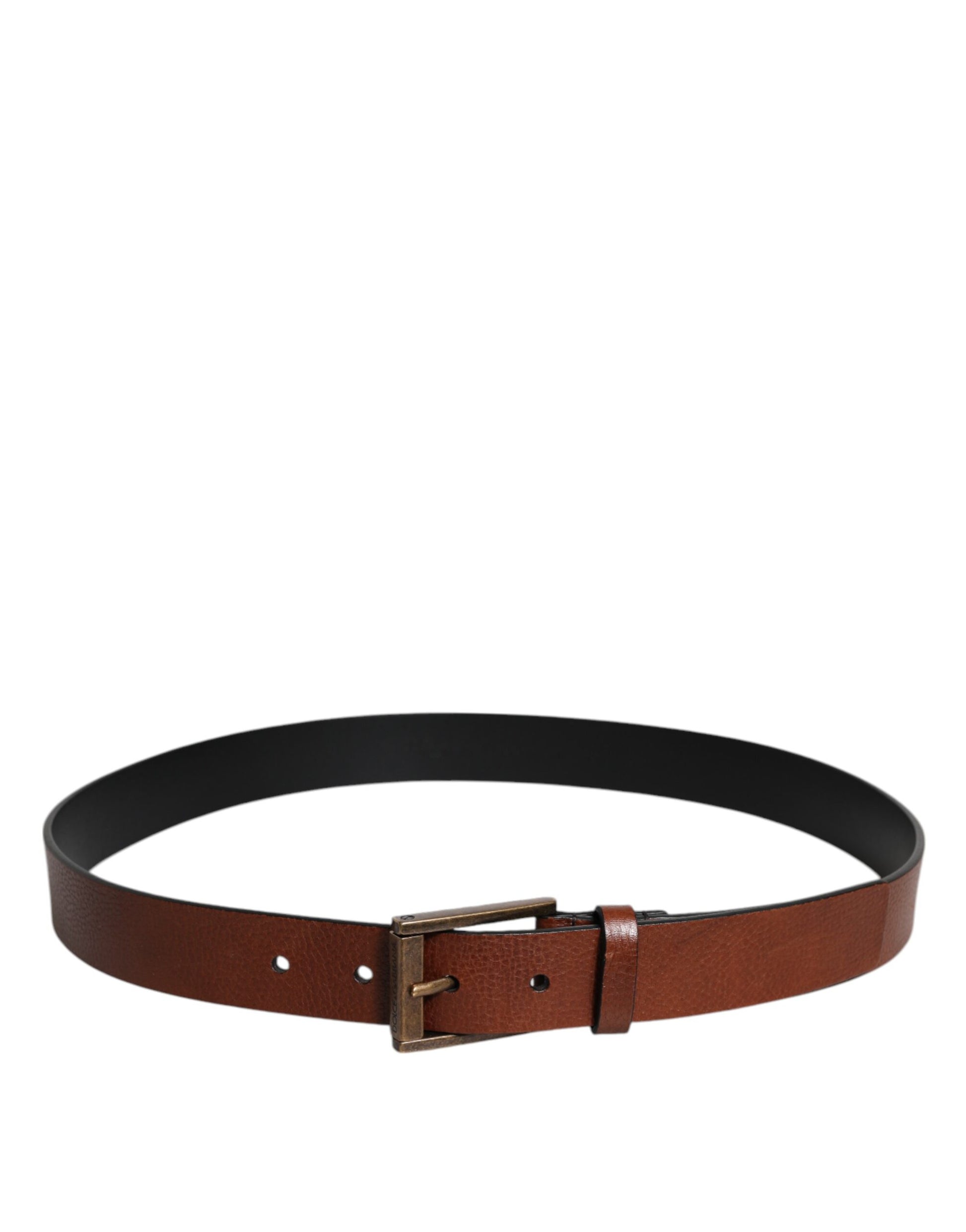 Dolce & Gabbana Brown Calf Leather Classic Metal Buckle Belt Curated Luxury Accessories by Orvyn