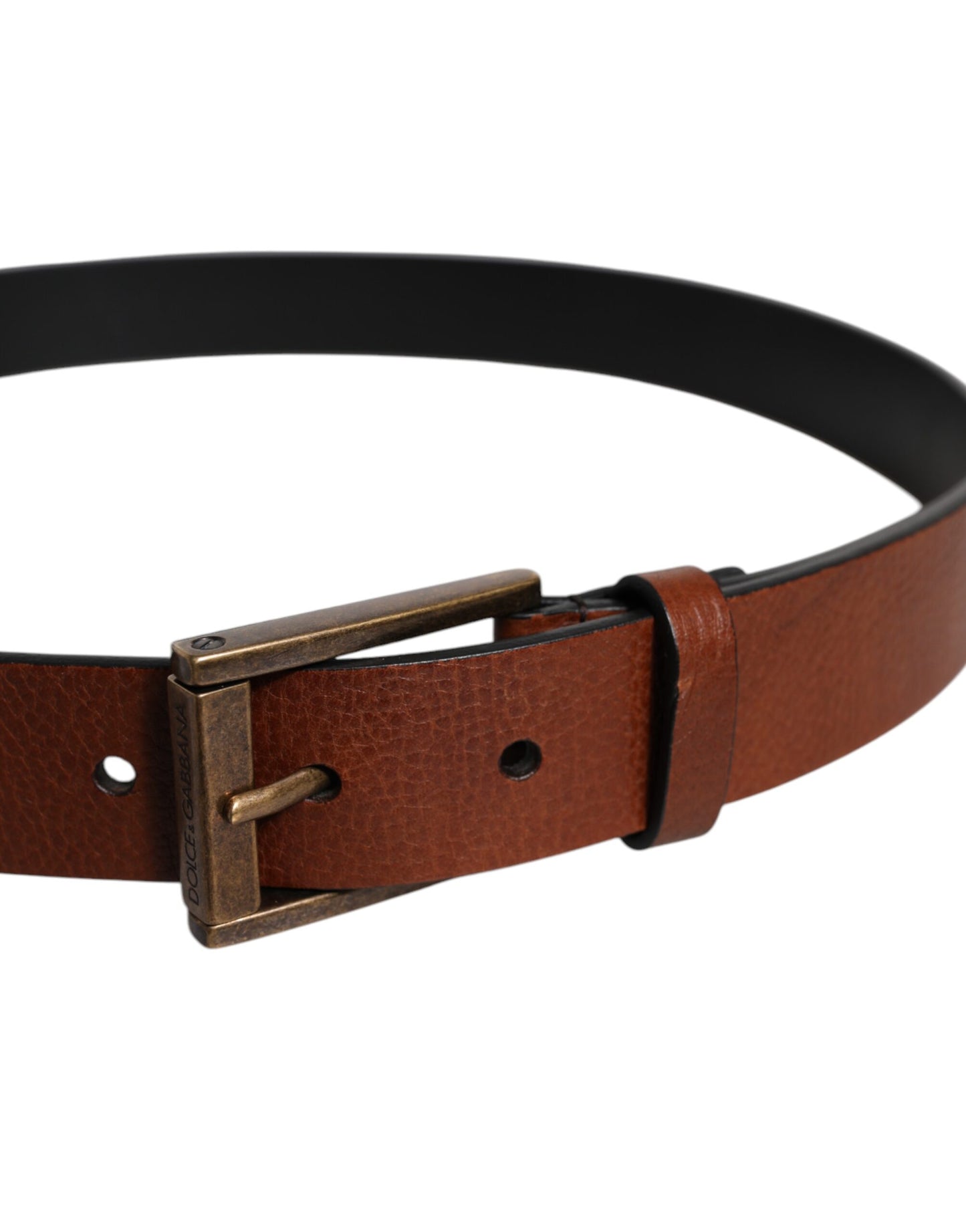 Dolce & Gabbana Brown Calf Leather Classic Metal Buckle Belt Curated Luxury Accessories by Orvyn