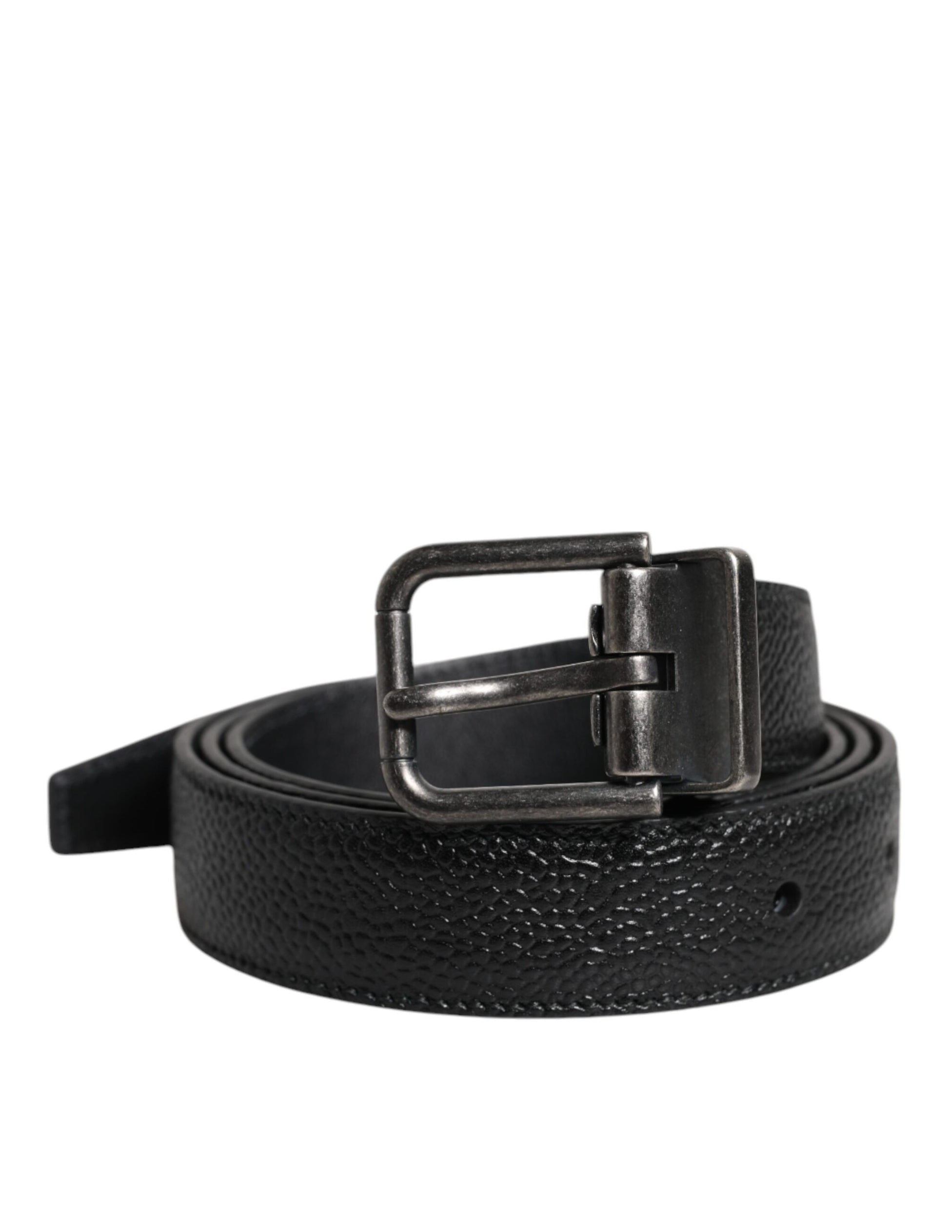 Dolce & Gabbana Black Calf Leather Classic Metal Buckle Belt Curated Luxury Accessories by Orvyn