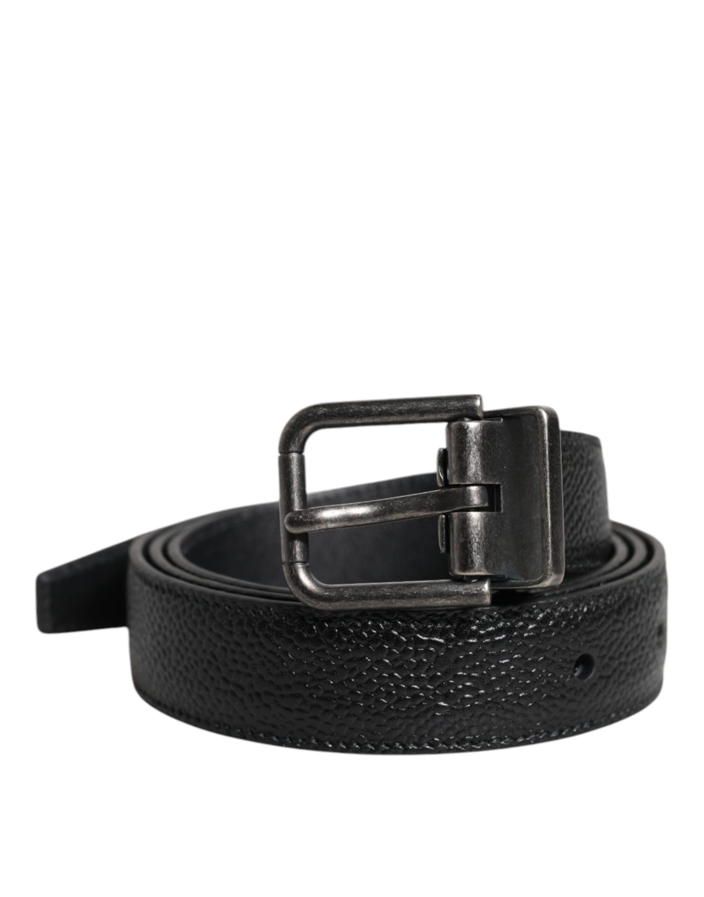Dolce & Gabbana Black Calf Leather Classic Metal Buckle Belt Curated Luxury Accessories by Orvyn