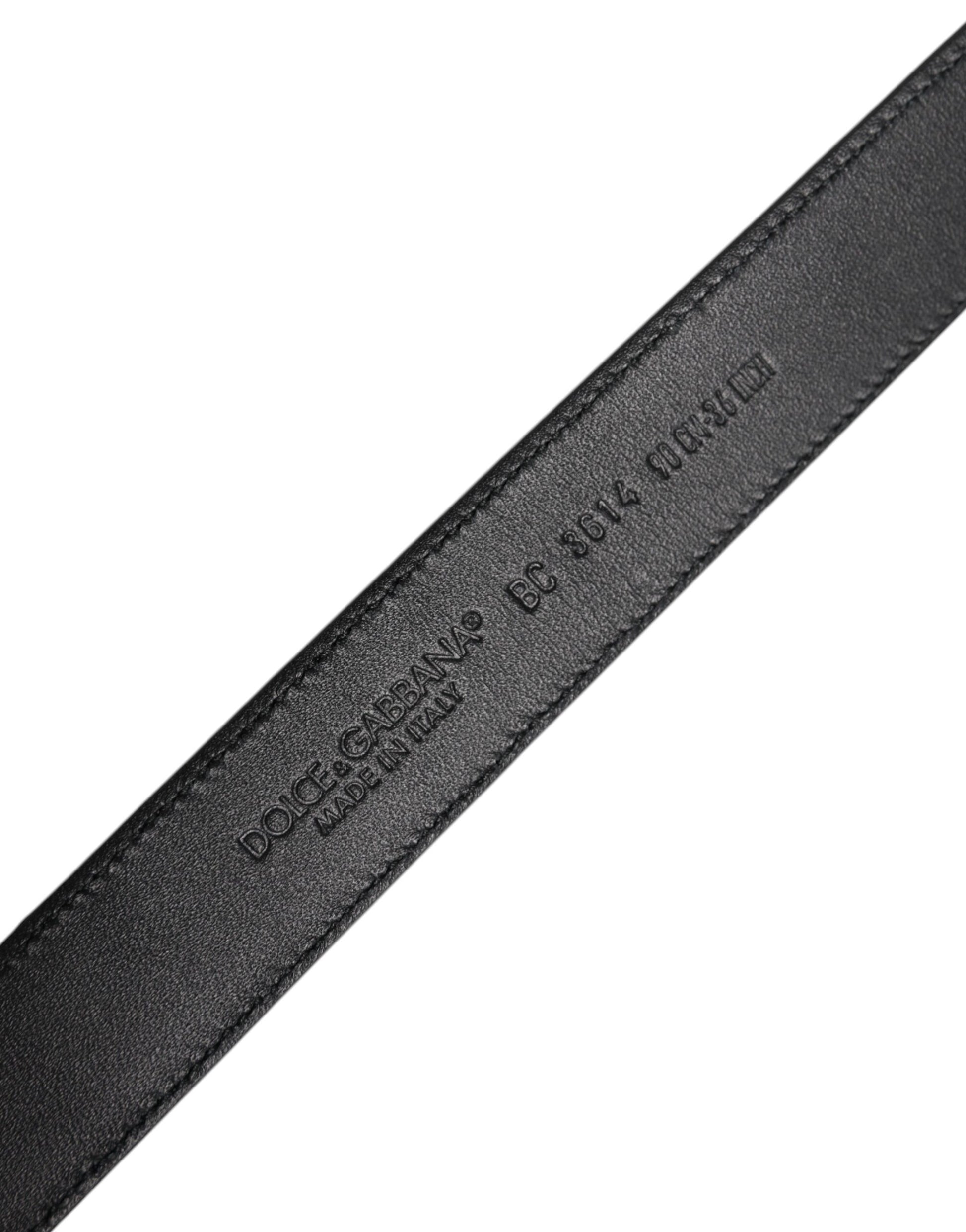 Dolce & Gabbana Black Calf Leather Classic Metal Buckle Belt Curated Luxury Accessories by Orvyn