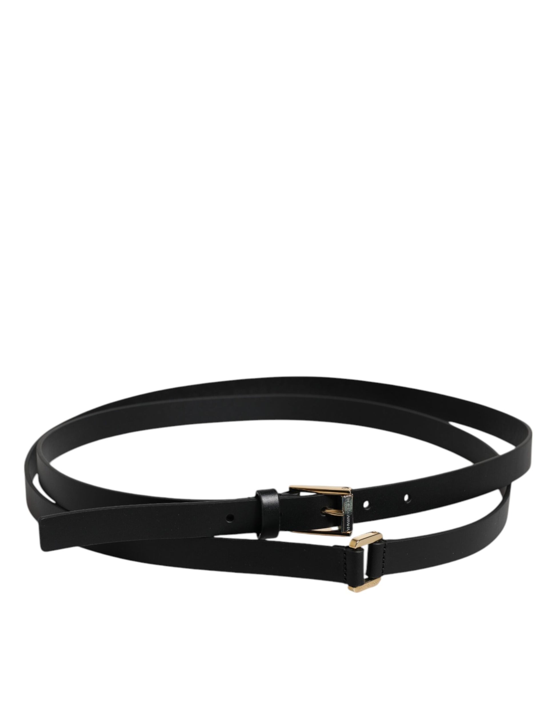 Dolce & Gabbana Black Calfskin Classic Metal Logo Buckle Belt schwarz