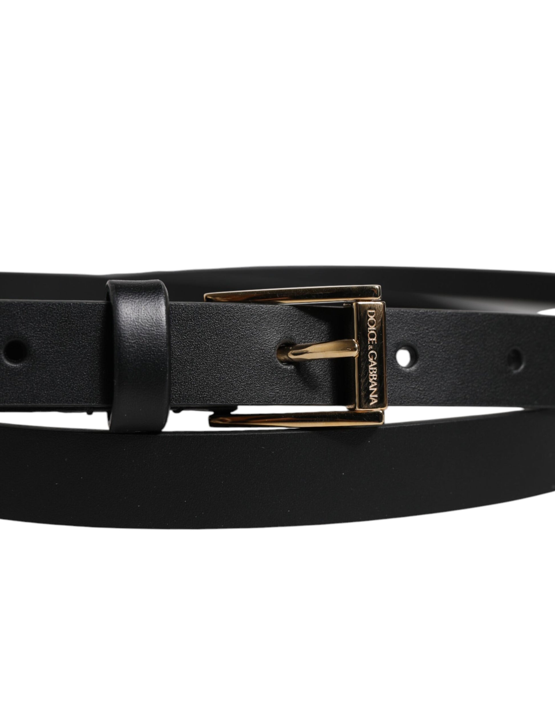 Dolce & Gabbana Black Calfskin Classic Metal Logo Buckle Belt schwarz