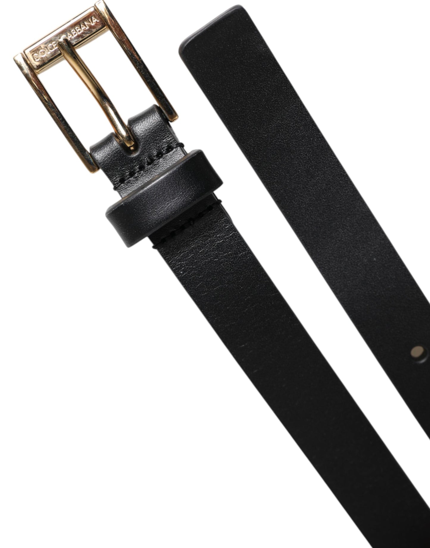 Dolce & Gabbana Black Calfskin Classic Metal Logo Buckle Belt schwarz