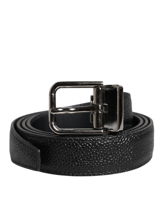 Dolce & Gabbana Black Calf Leather Classic Metal Buckle Belt Curated Luxury Accessories by Orvyn