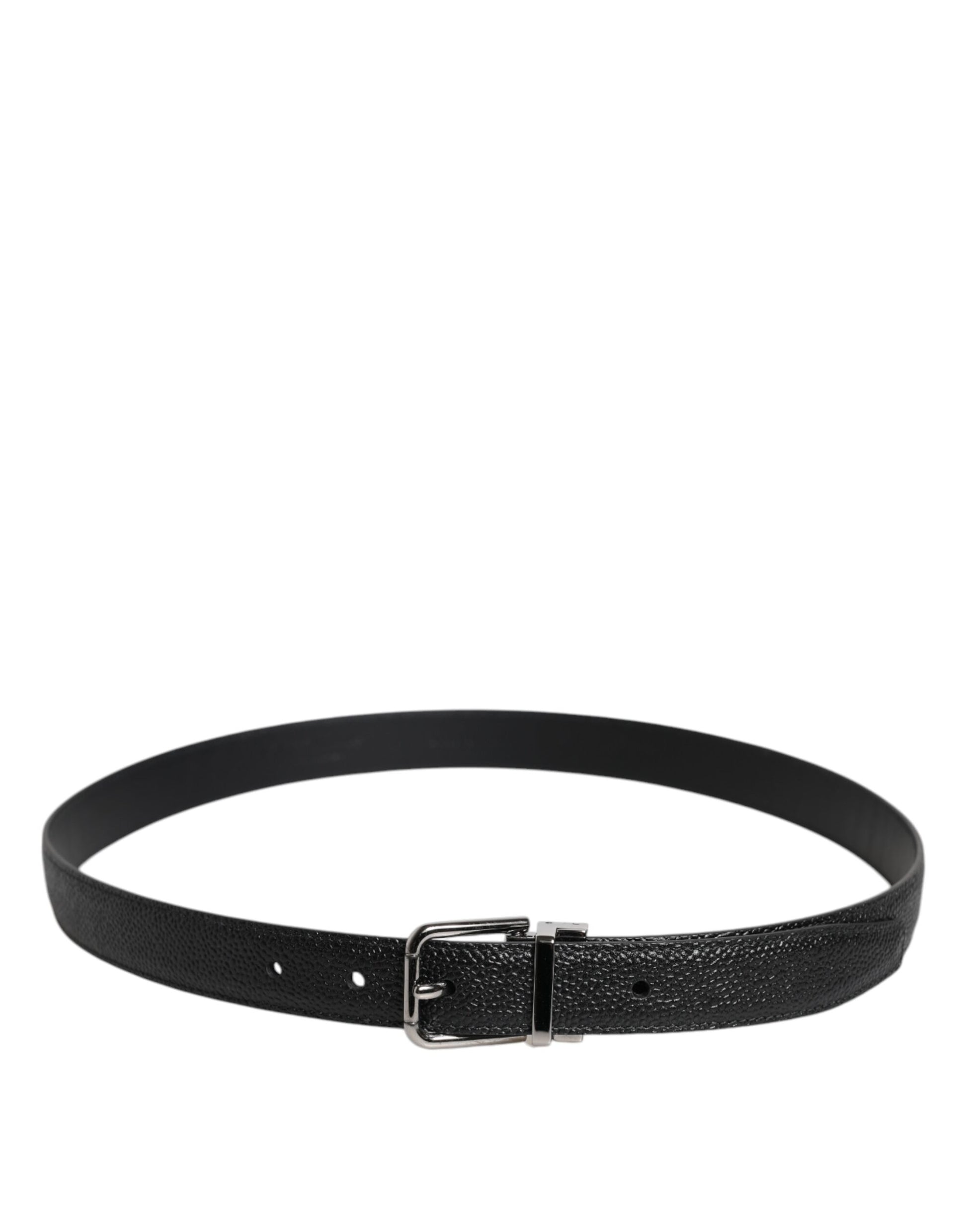 Dolce & Gabbana Black Calf Leather Classic Metal Buckle Belt Curated Luxury Accessories by Orvyn