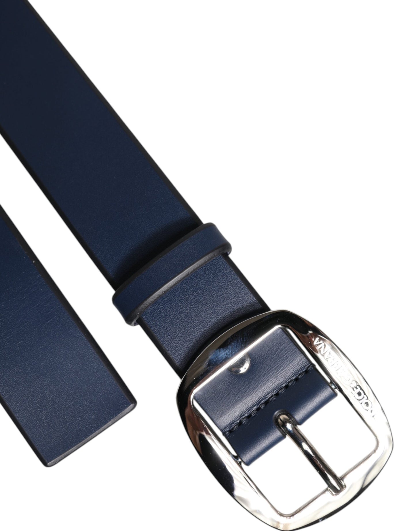 Dolce & Gabbana Blue Calf Leather Classic Metal Buckle Belt blau