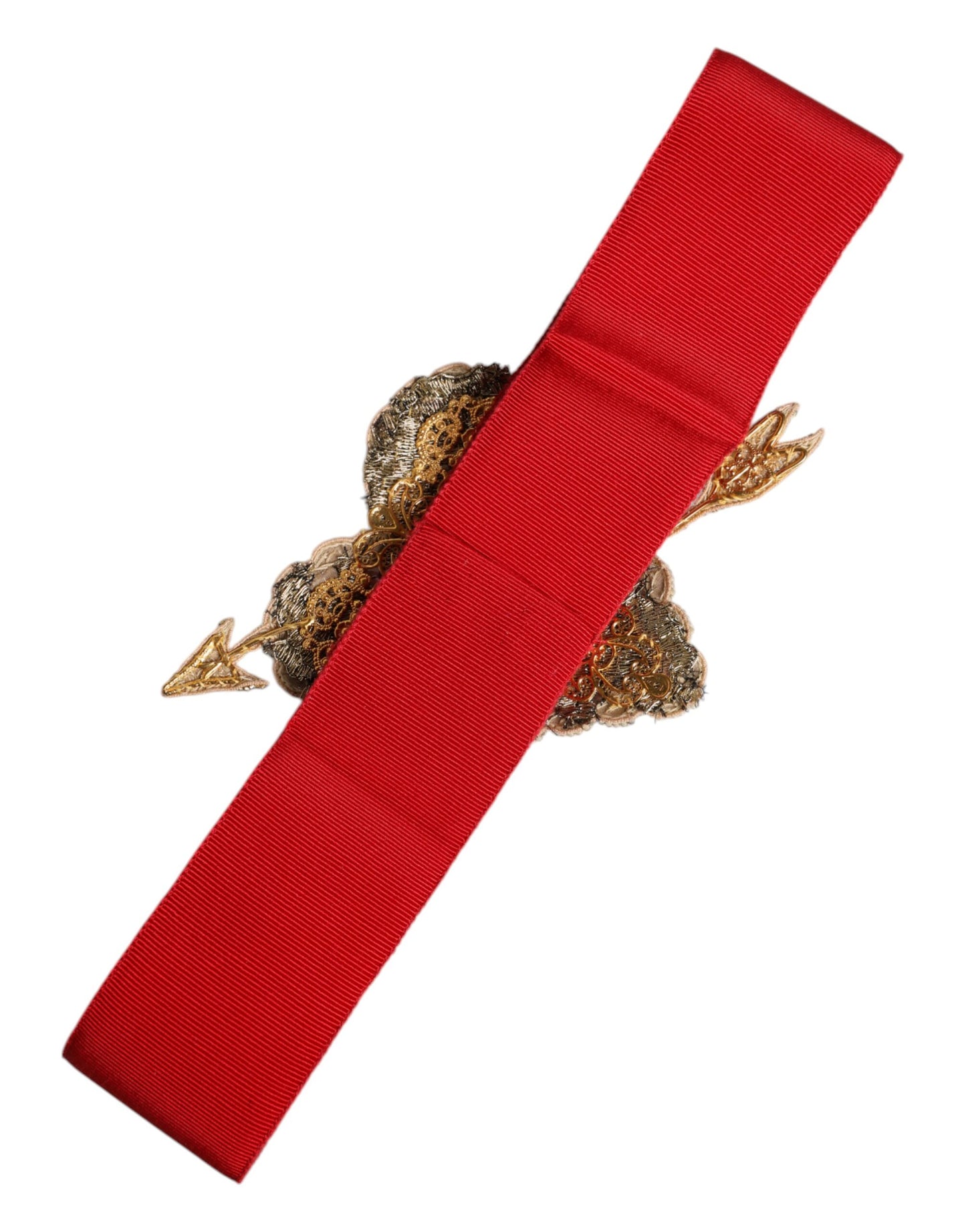 Dolce & Gabbana Red Stretch Wide Waist Heart Embellished Belt Curated Luxury Accessories by Orvyn