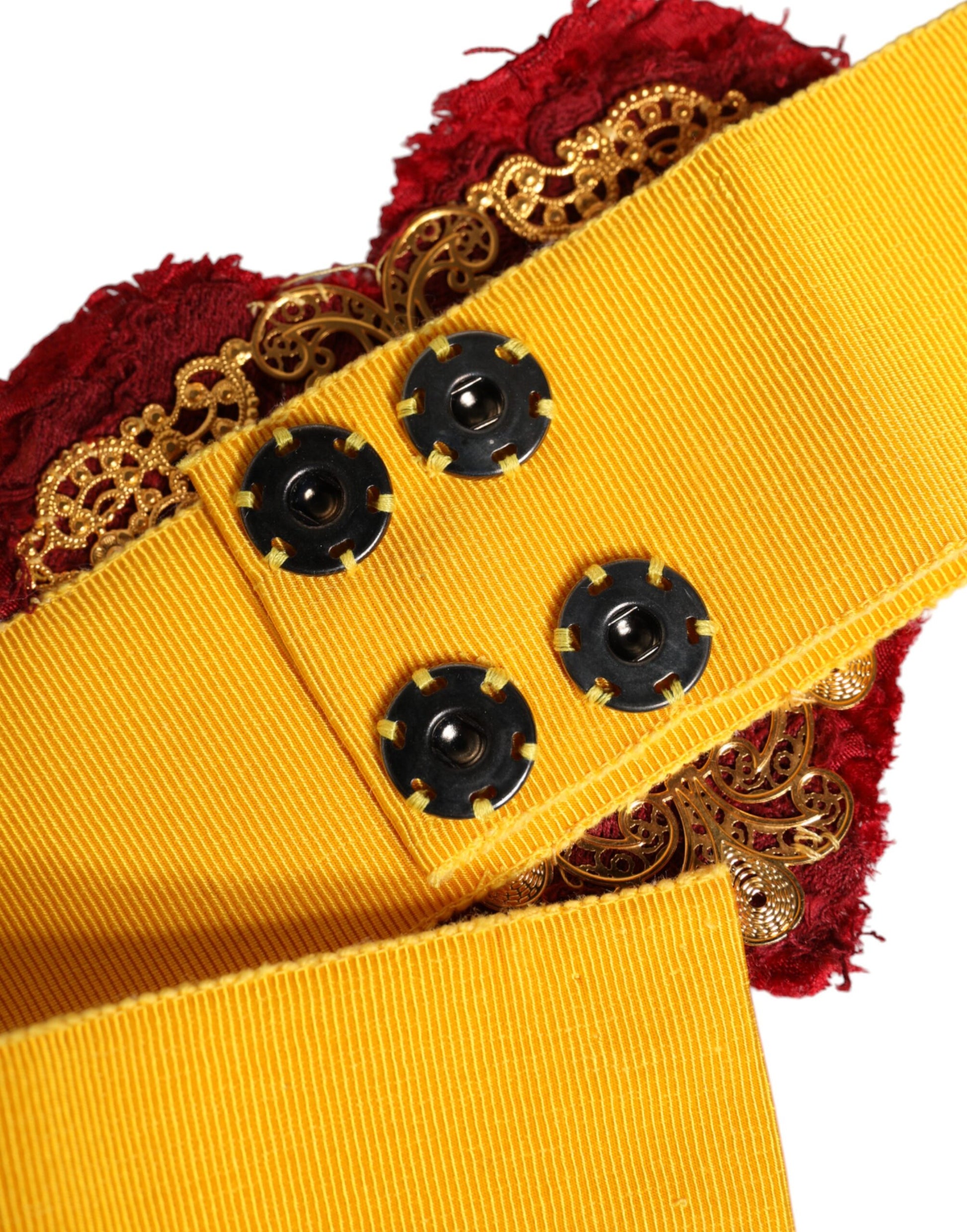Dolce & Gabbana Yellow Stretch Wide Waist Heart Embellished Belt Curated Luxury Accessories by Orvyn