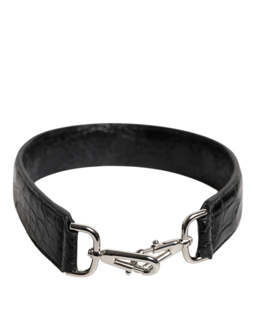 Dolce & Gabbana Black Alligator Leather Bag Shoulder Strap Curated Luxury Accessories by Orvyn