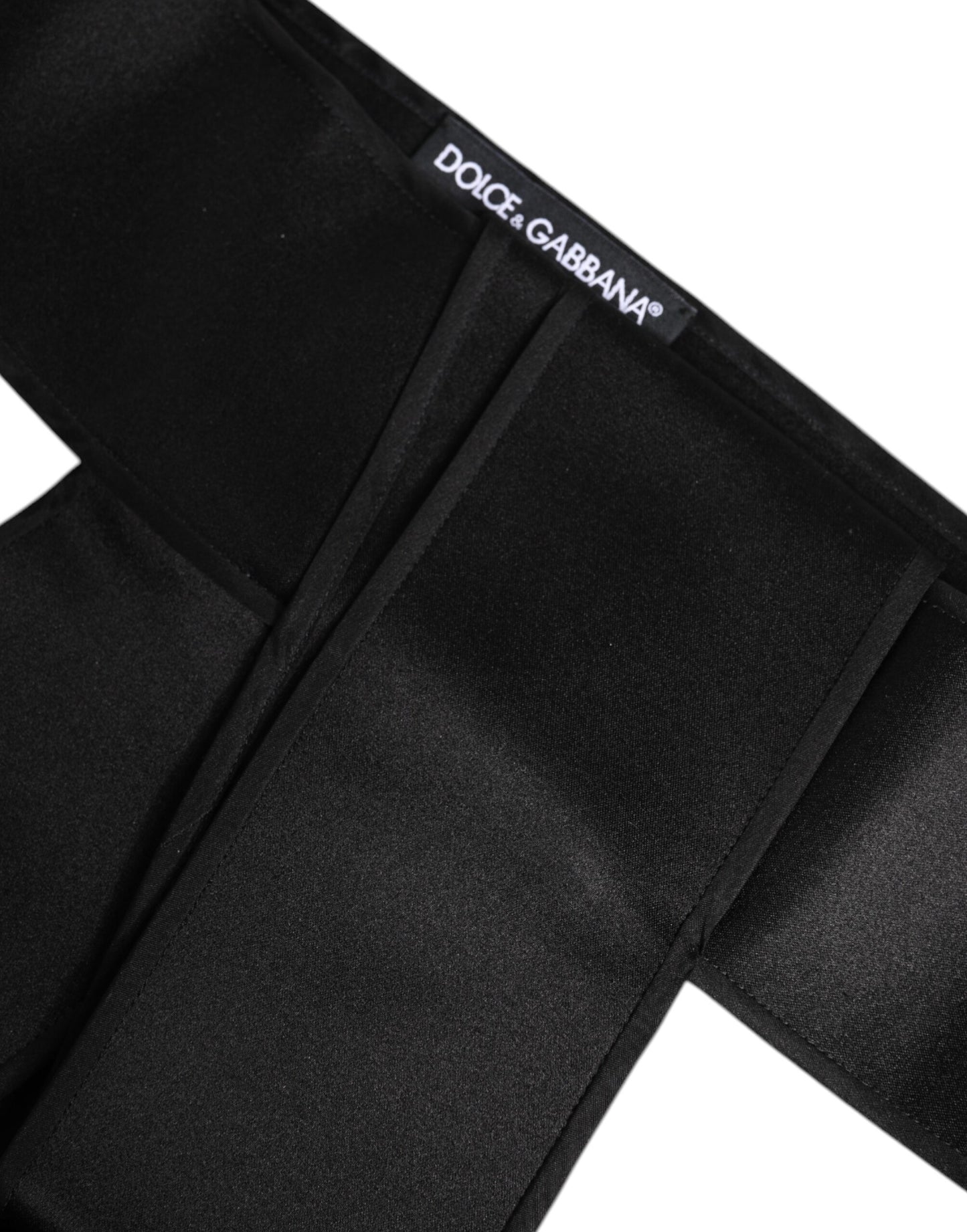 Dolce & Gabbana Black Satin Wide Waist Belt schwarz