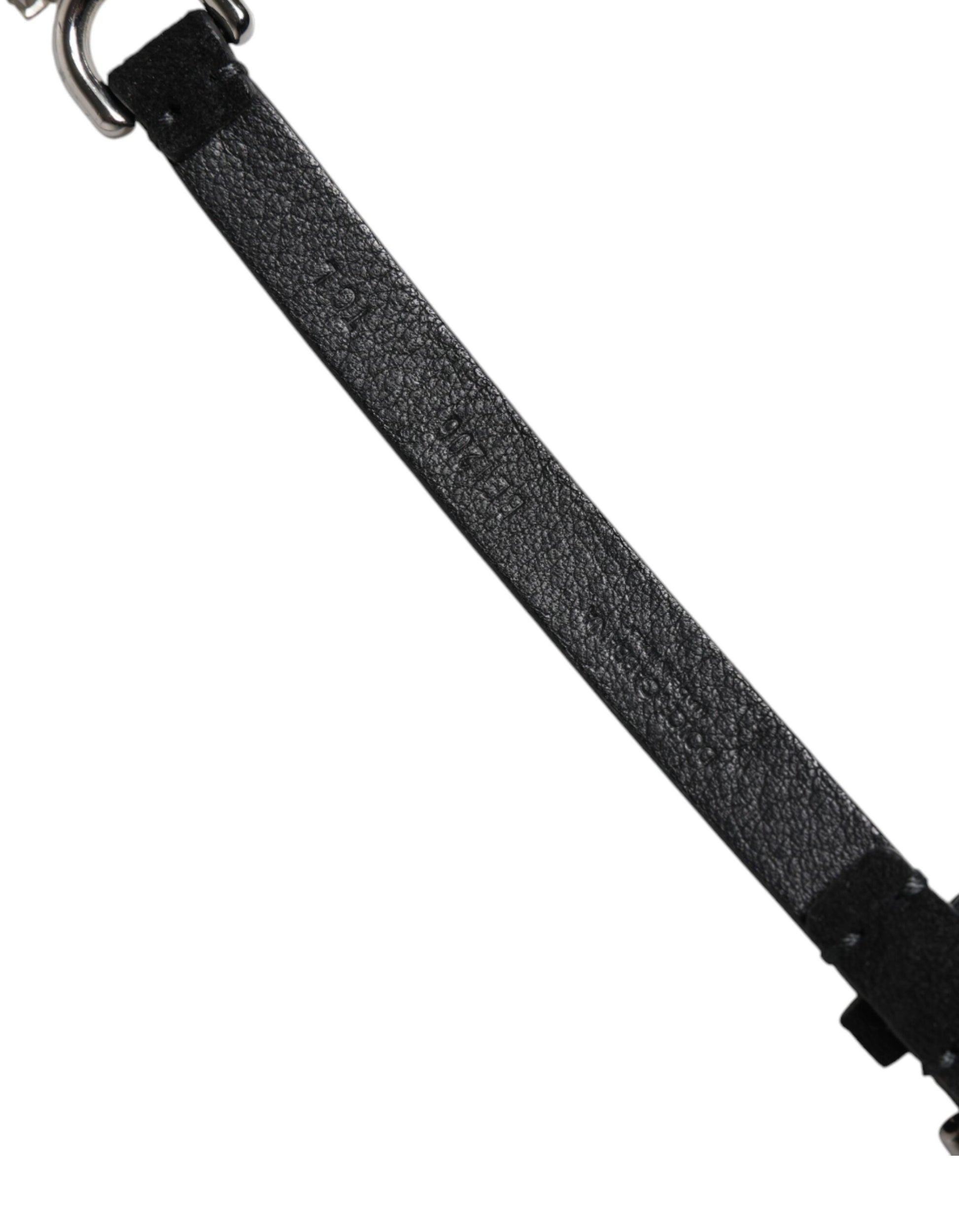 Dolce & Gabbana Black Leather Daisy Crystal Embellish Waist Belt Curated Luxury Accessories by Orvyn