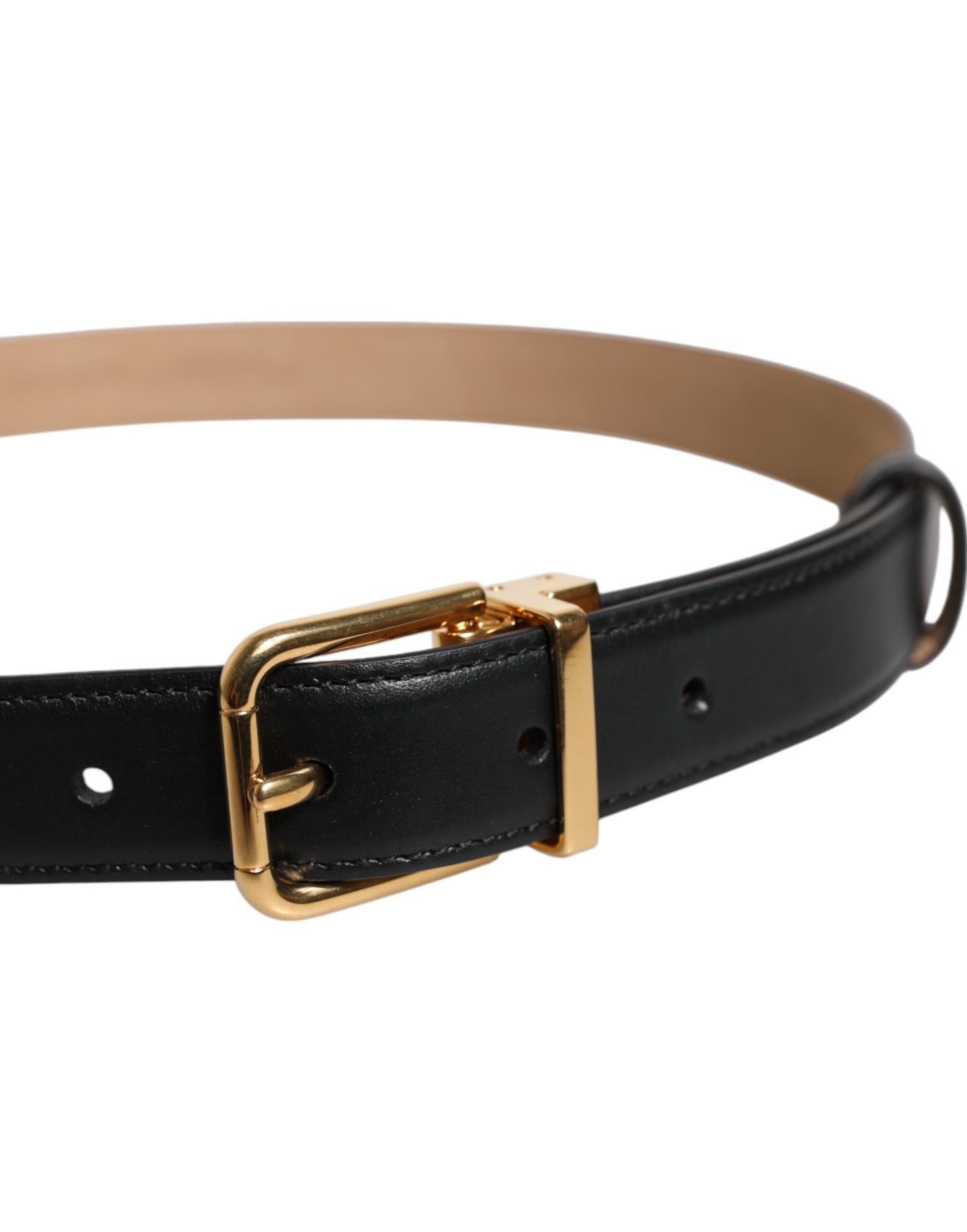 Dolce & Gabbana Black Leather Logo Metal Waist Buckle Belt Curated Luxury Accessories by Orvyn