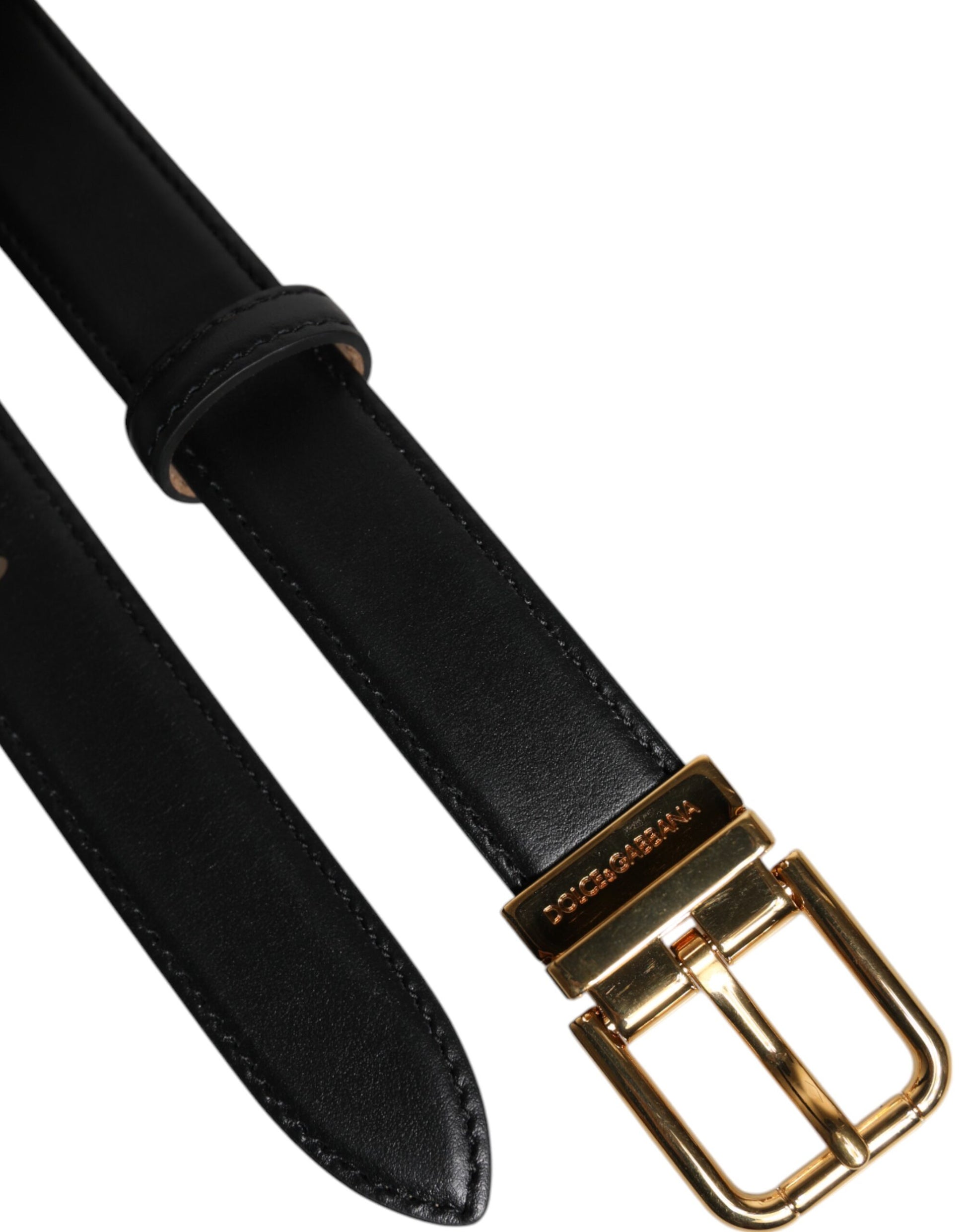 Dolce & Gabbana Black Leather Logo Metal Waist Buckle Belt Curated Luxury Accessories by Orvyn