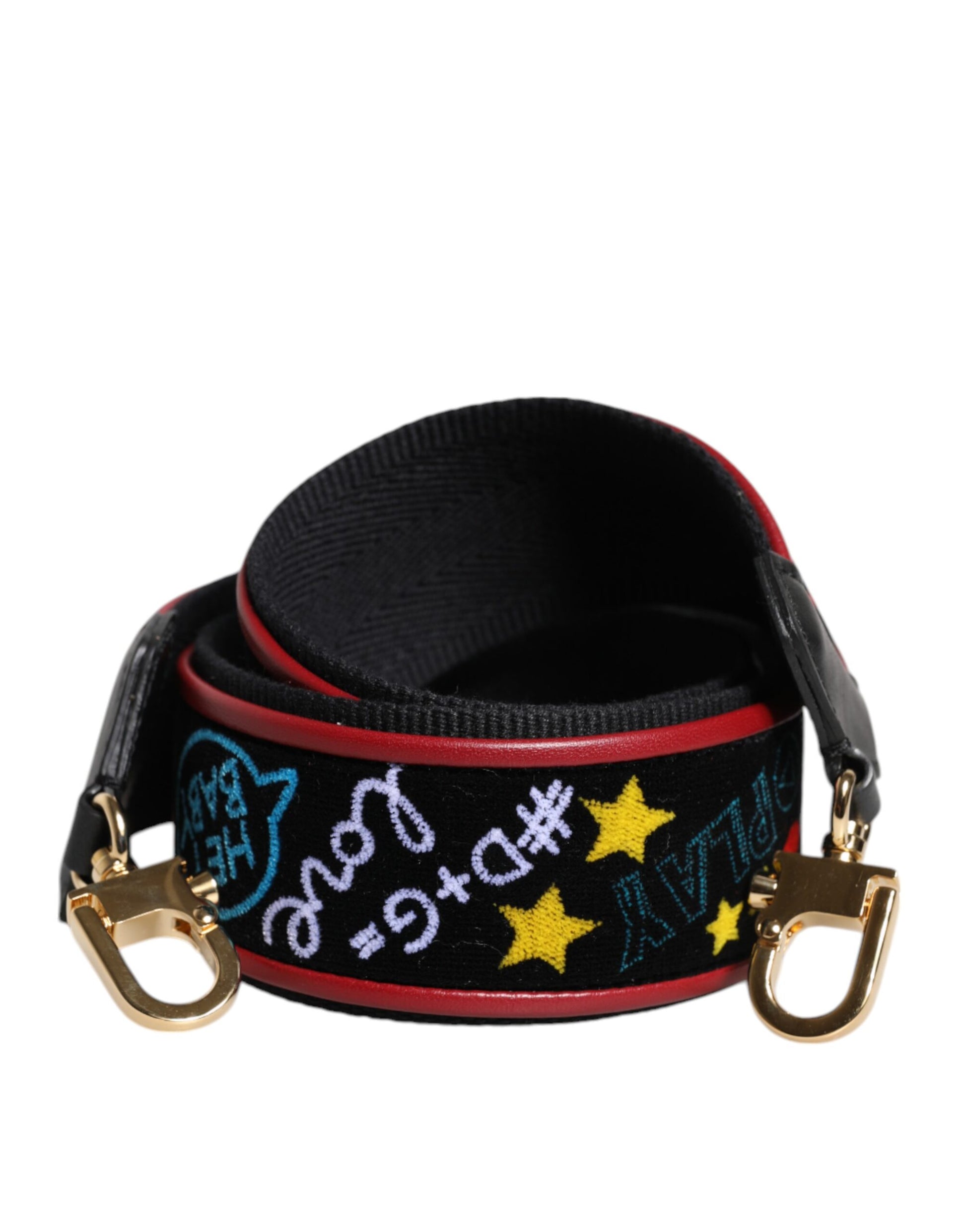Dolce & Gabbana Black Cotton Printed Bag Shoulder Strap Curated Luxury Accessories by Orvyn