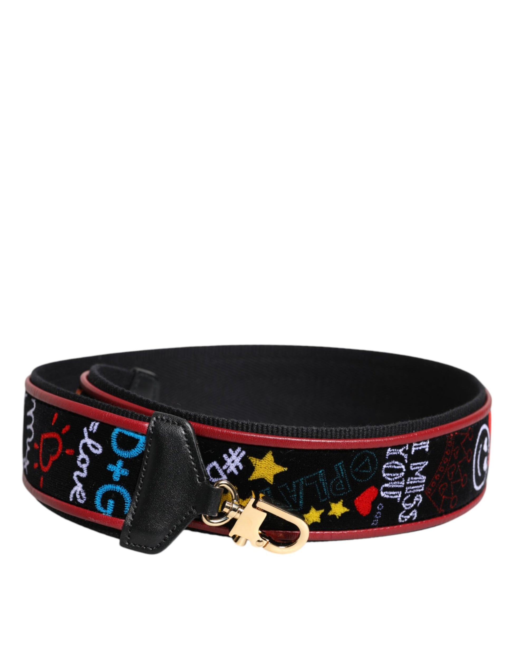 Dolce & Gabbana Black Cotton Printed Bag Shoulder Strap Curated Luxury Accessories by Orvyn
