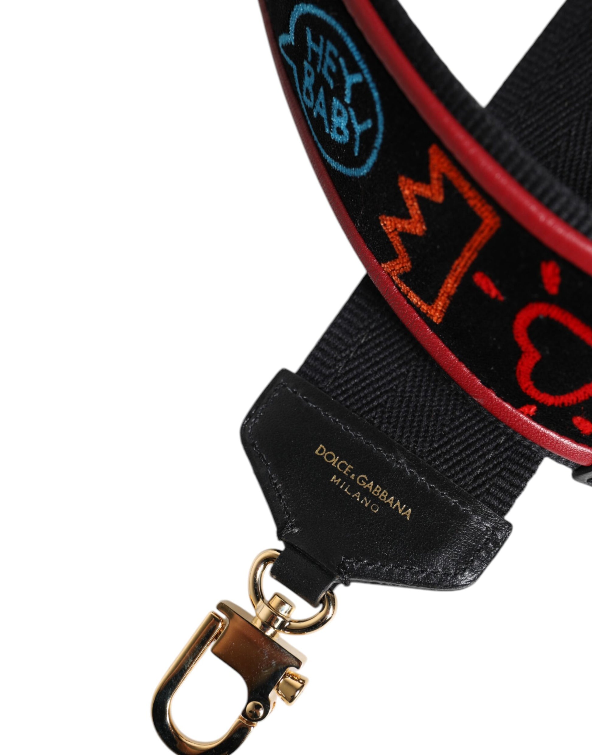 Dolce & Gabbana Black Cotton Printed Bag Shoulder Strap Curated Luxury Accessories by Orvyn
