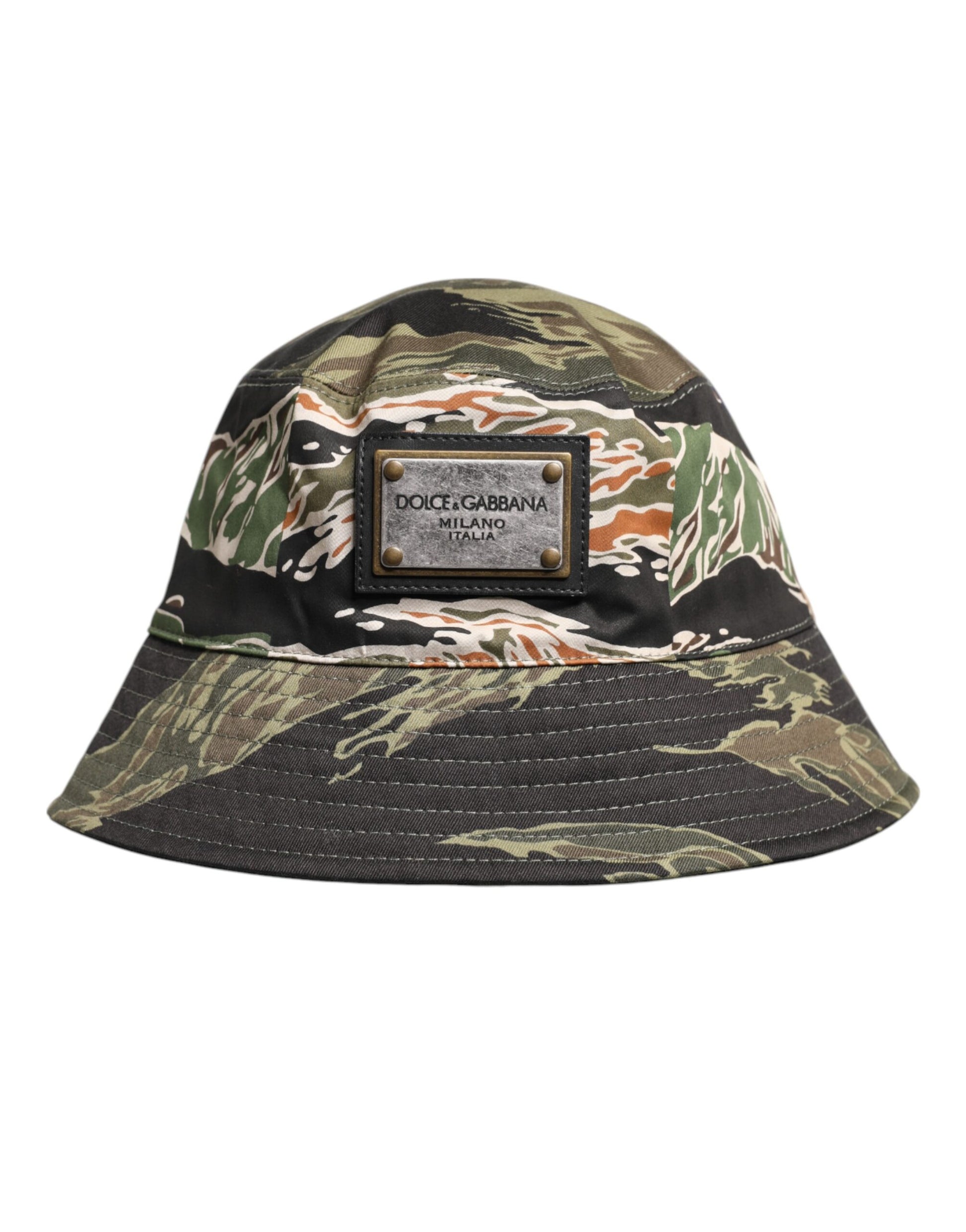 Dolce & Gabbana Multicolor DG Plaque Wide Brim Bucket Hat Curated Luxury Accessories by Orvyn