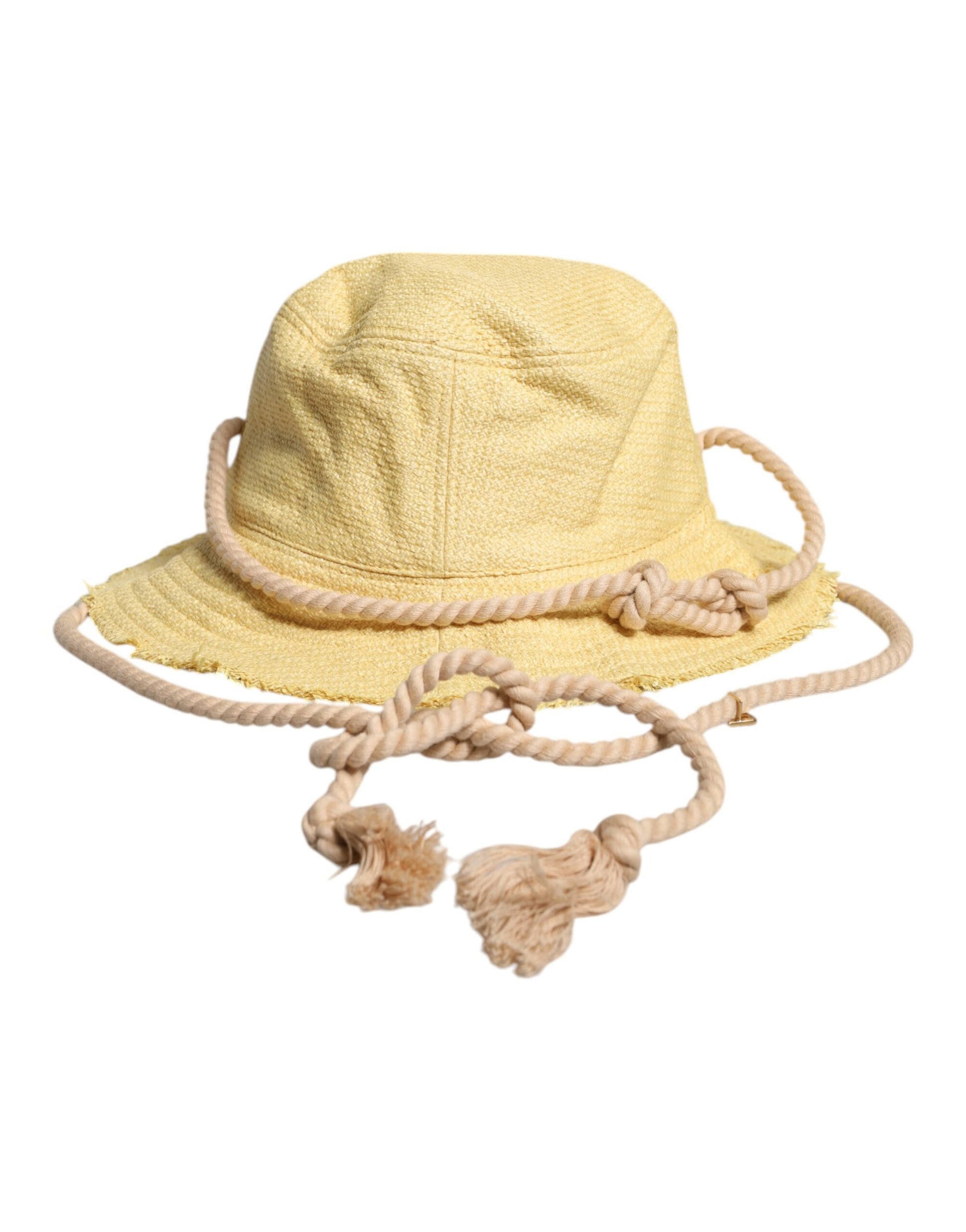 Dolce & Gabbana Yellow Cotton Wide Brim Bucket Curated Luxury Accessories by Orvyn