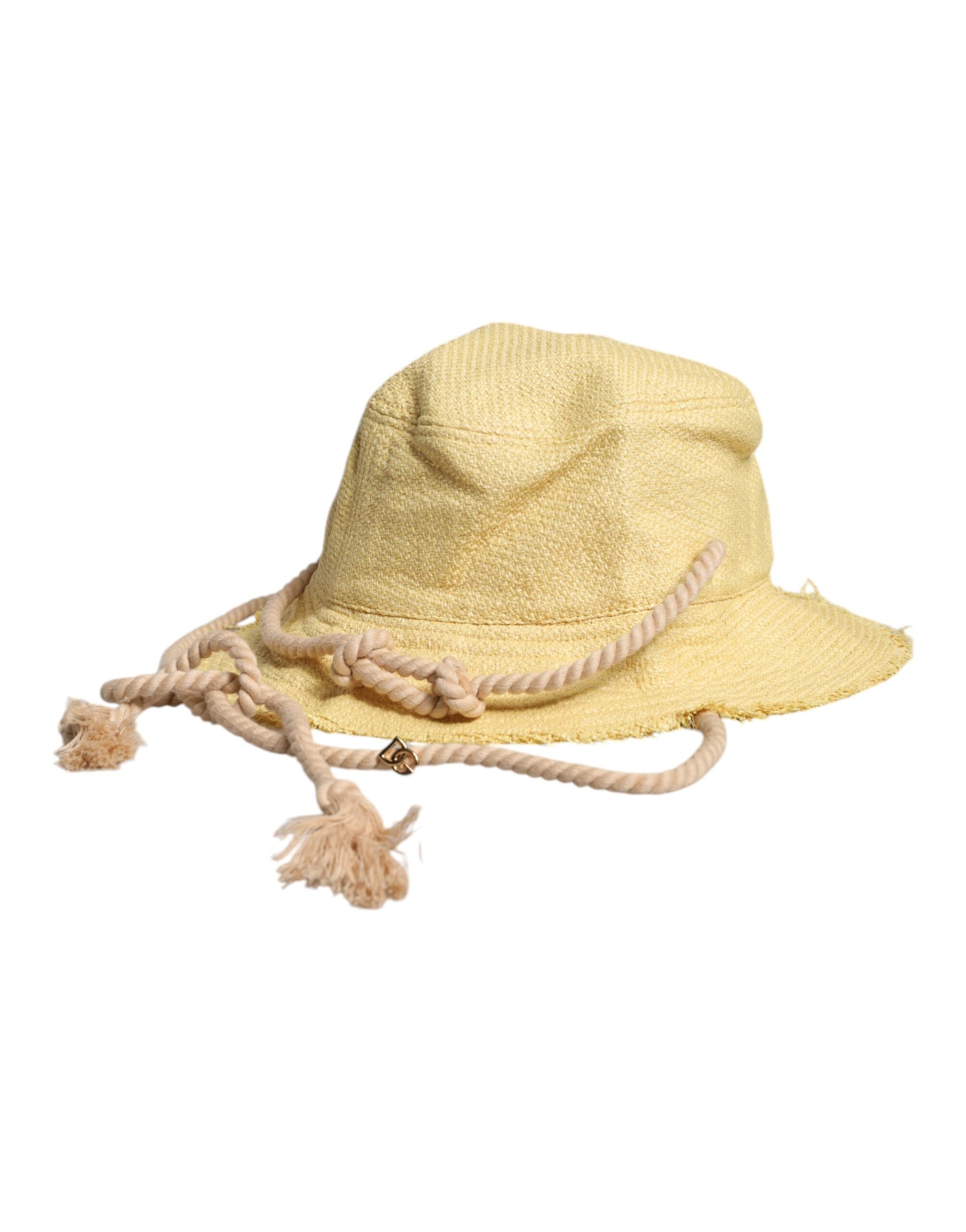Dolce & Gabbana Yellow Cotton Wide Brim Bucket Curated Luxury Accessories by Orvyn