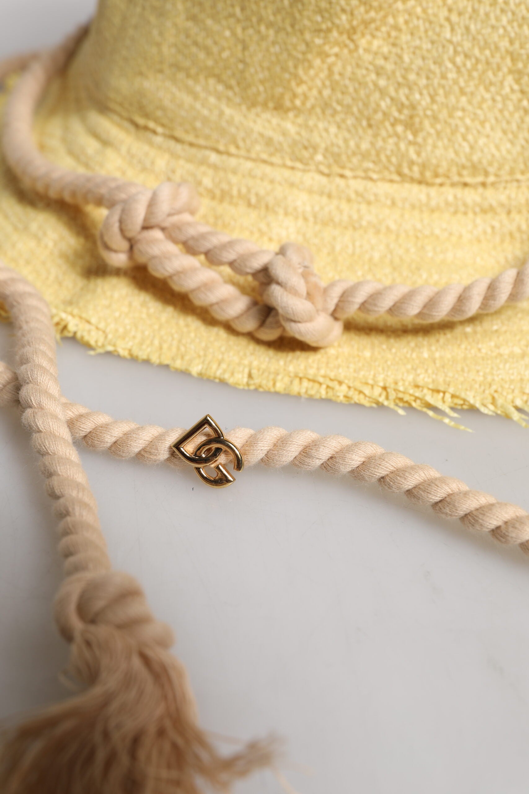 Dolce & Gabbana Yellow Cotton Wide Brim Bucket Curated Luxury Accessories by Orvyn