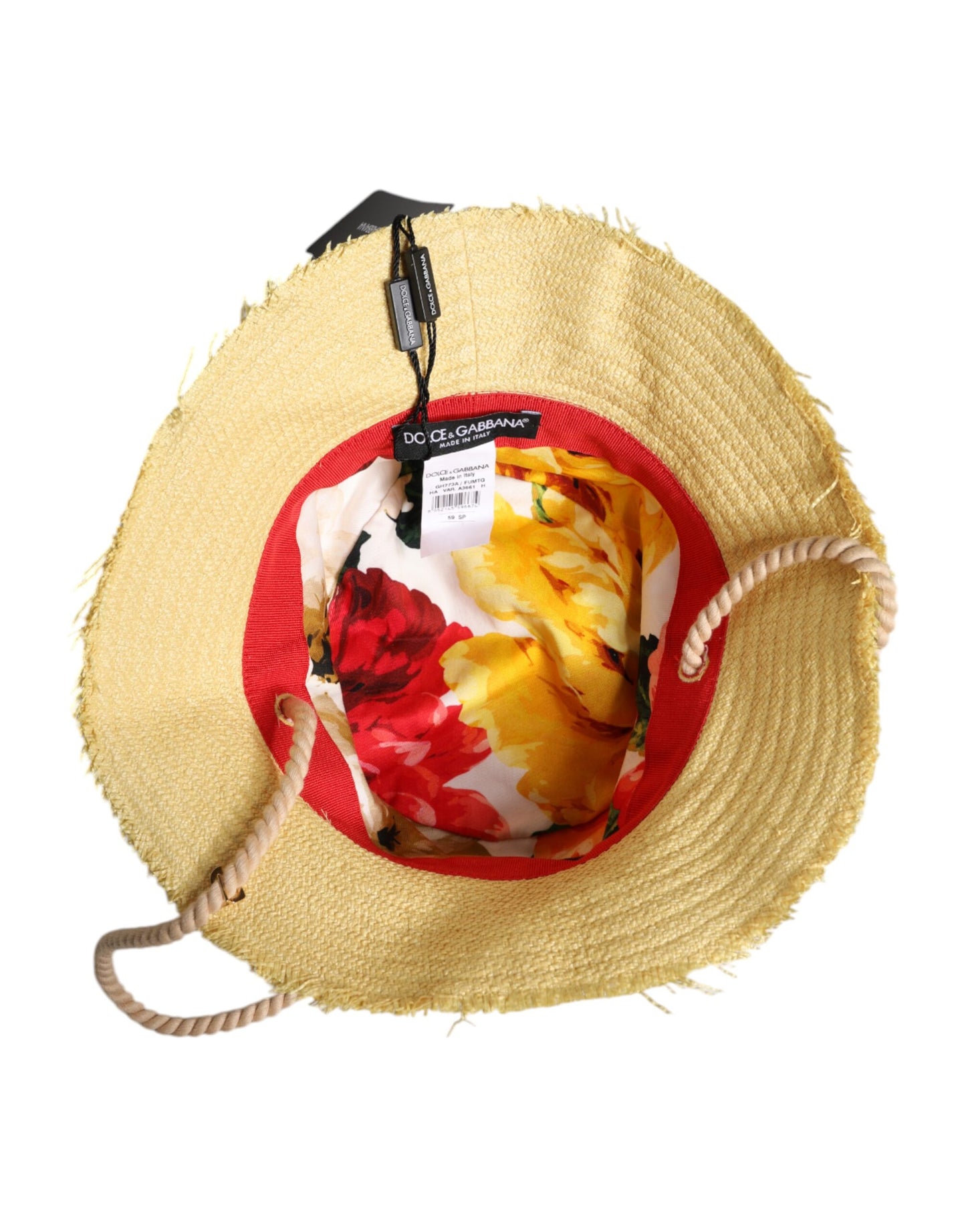 Dolce & Gabbana Yellow Cotton Wide Brim Bucket Curated Luxury Accessories by Orvyn