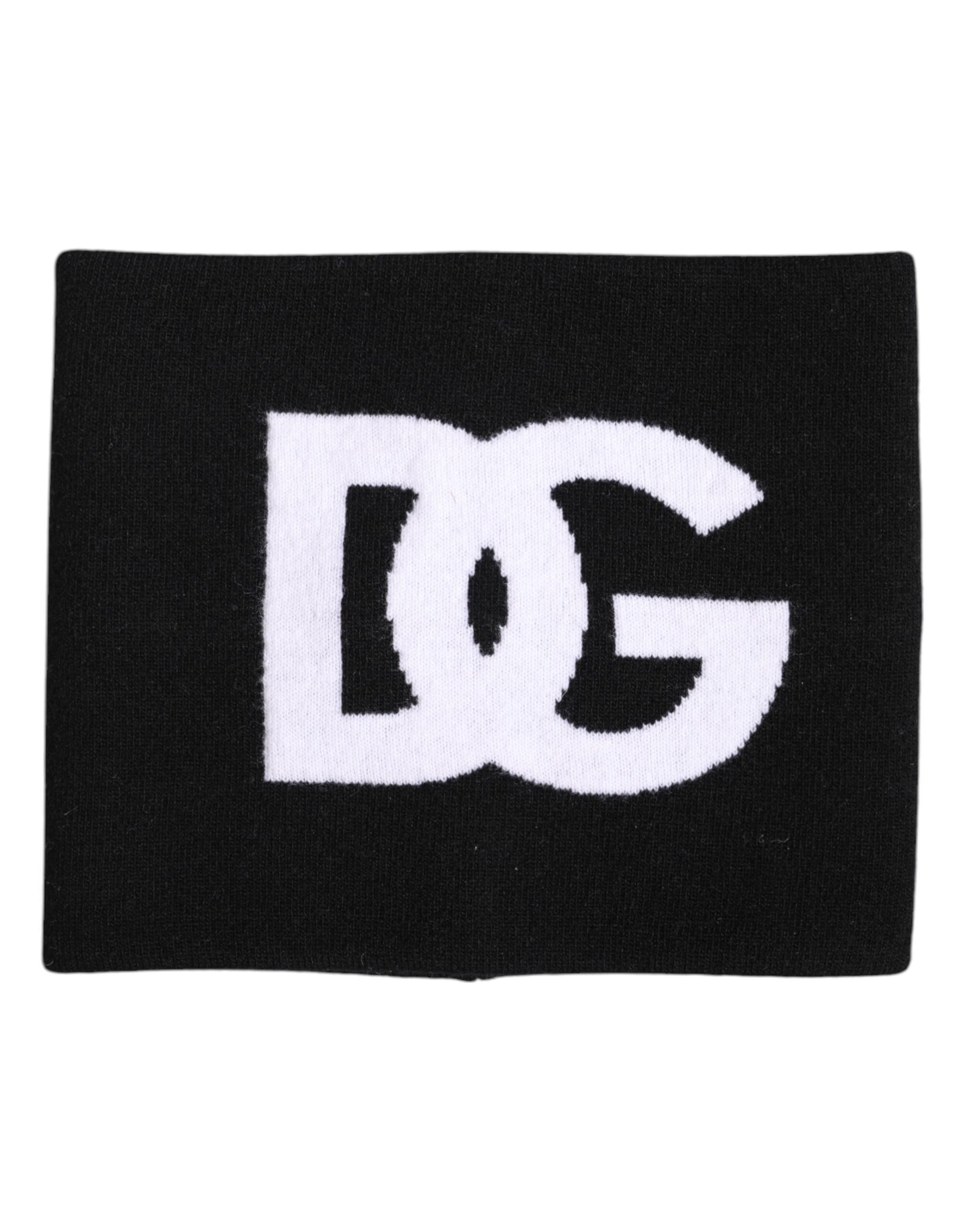Dolce & Gabbana Black White Logo Print Knitted Neck Warmer Scarf Curated Luxury Accessories by Orvyn