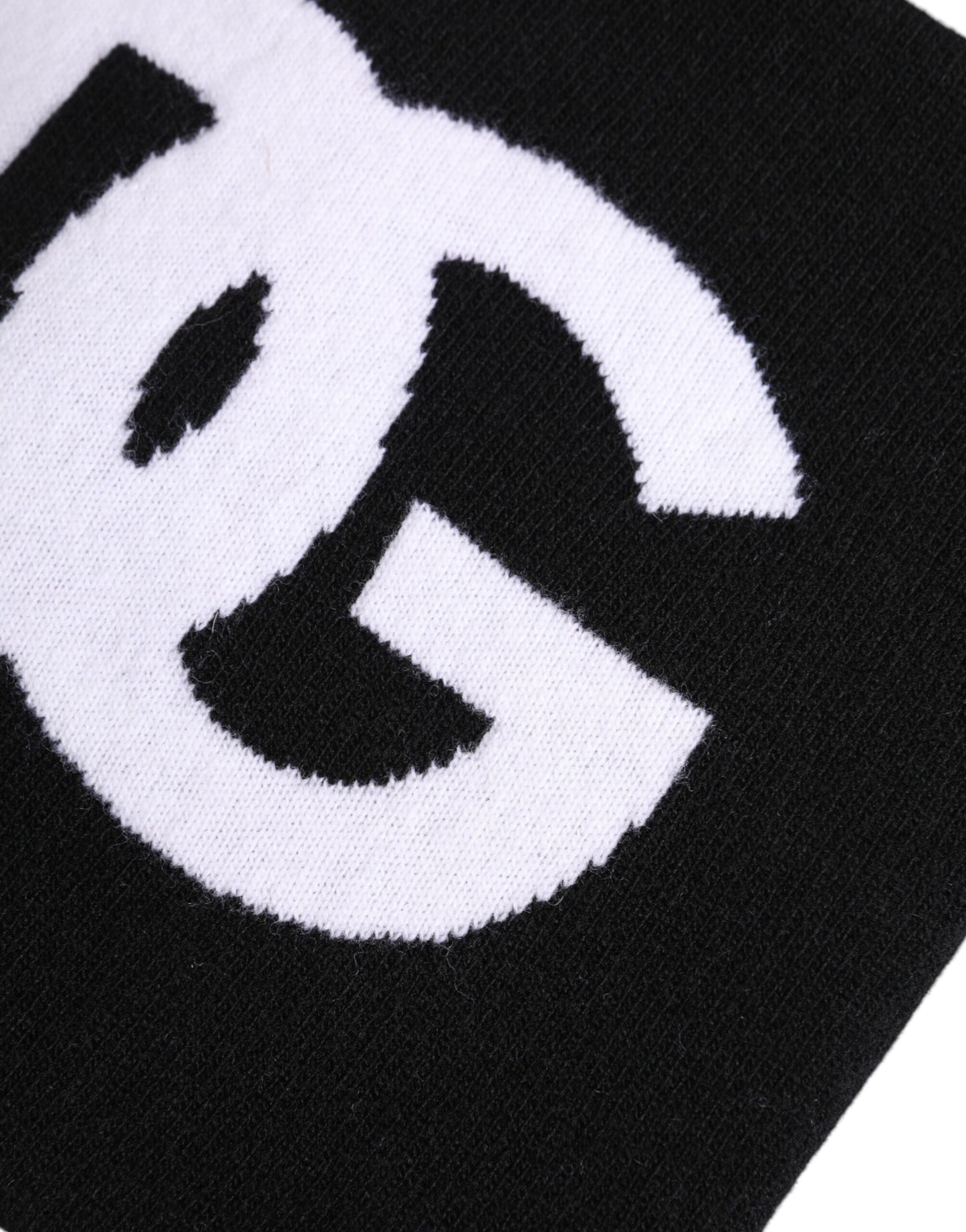 Dolce & Gabbana Black White Logo Print Knitted Neck Warmer Scarf Curated Luxury Accessories by Orvyn