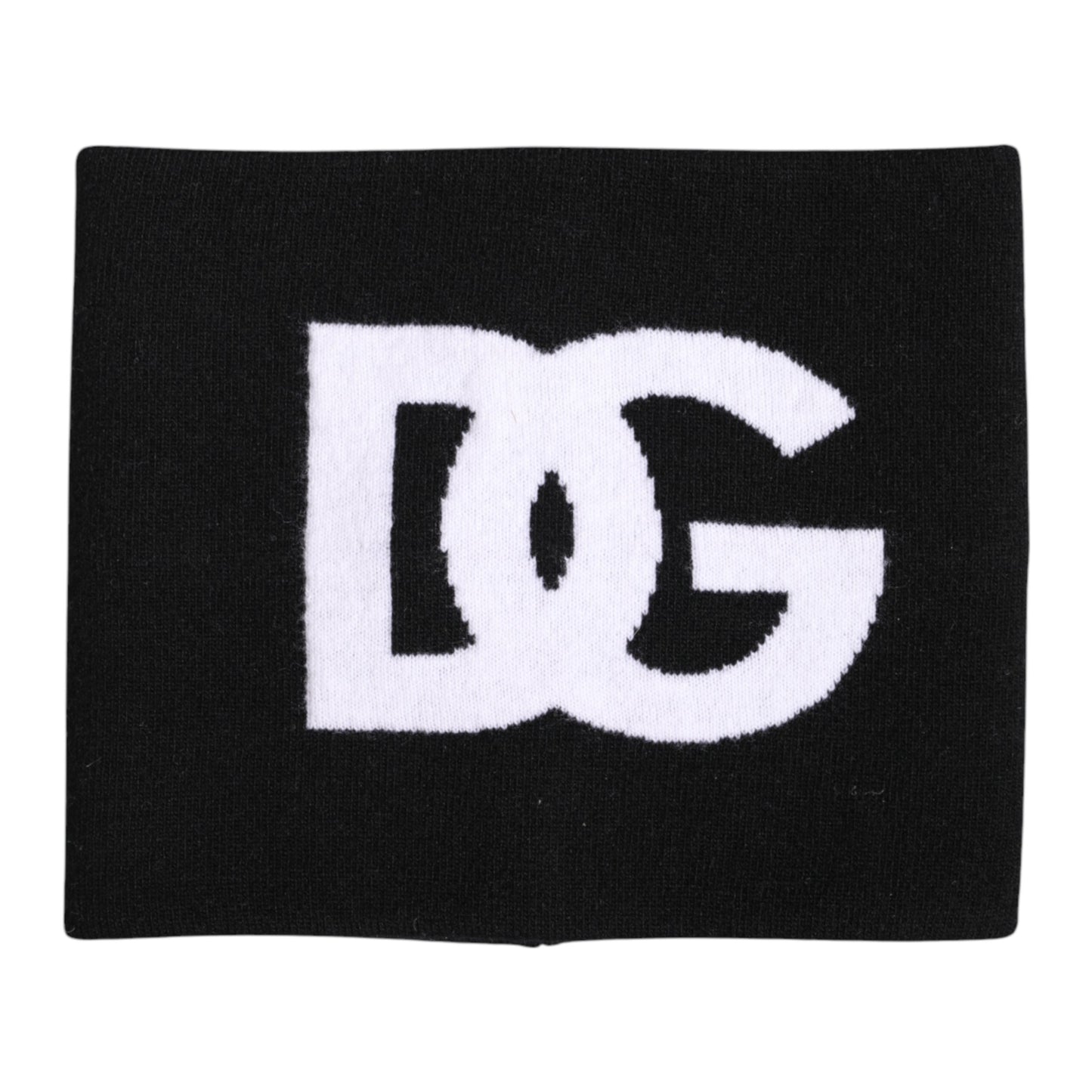 Dolce & Gabbana Black White Logo Print Knitted Neck Warmer Scarf Curated Luxury Accessories by Orvyn
