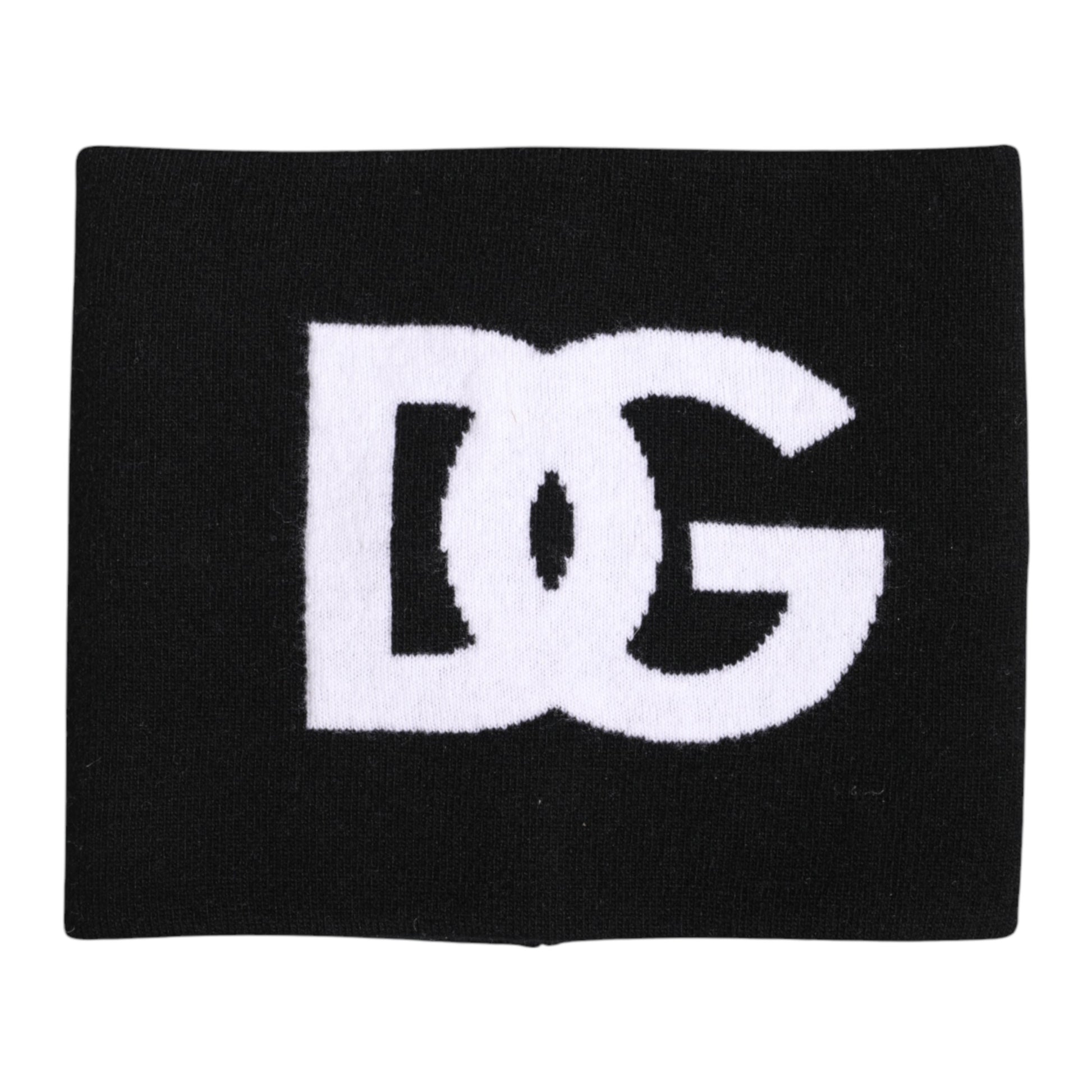 Dolce & Gabbana Black White Logo Print Knitted Neck Warmer Scarf Curated Luxury Accessories by Orvyn