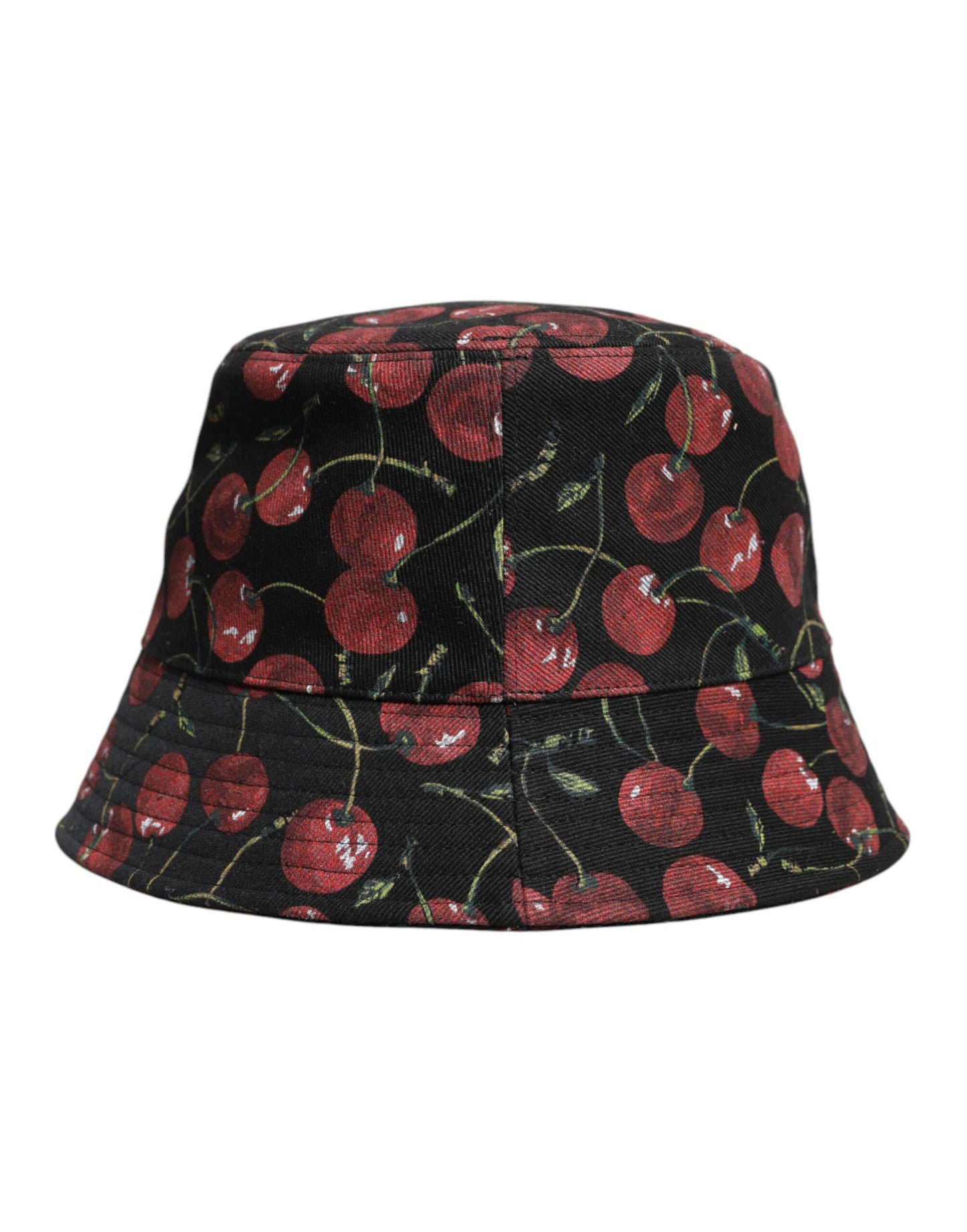 Dolce & Gabbana Black Cotton Printed Wide Brim Bucket Hat Curated Luxury Accessories by Orvyn