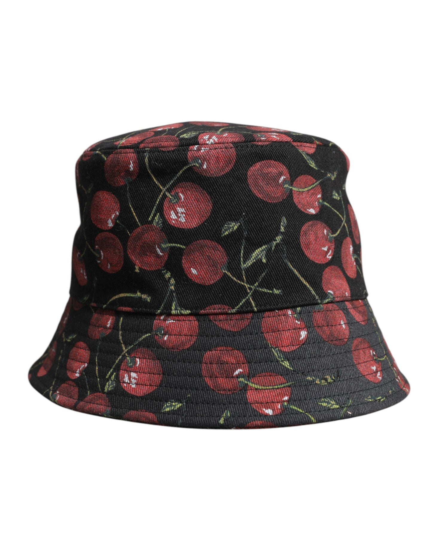 Dolce & Gabbana Black Cotton Printed Wide Brim Bucket Hat Curated Luxury Accessories by Orvyn