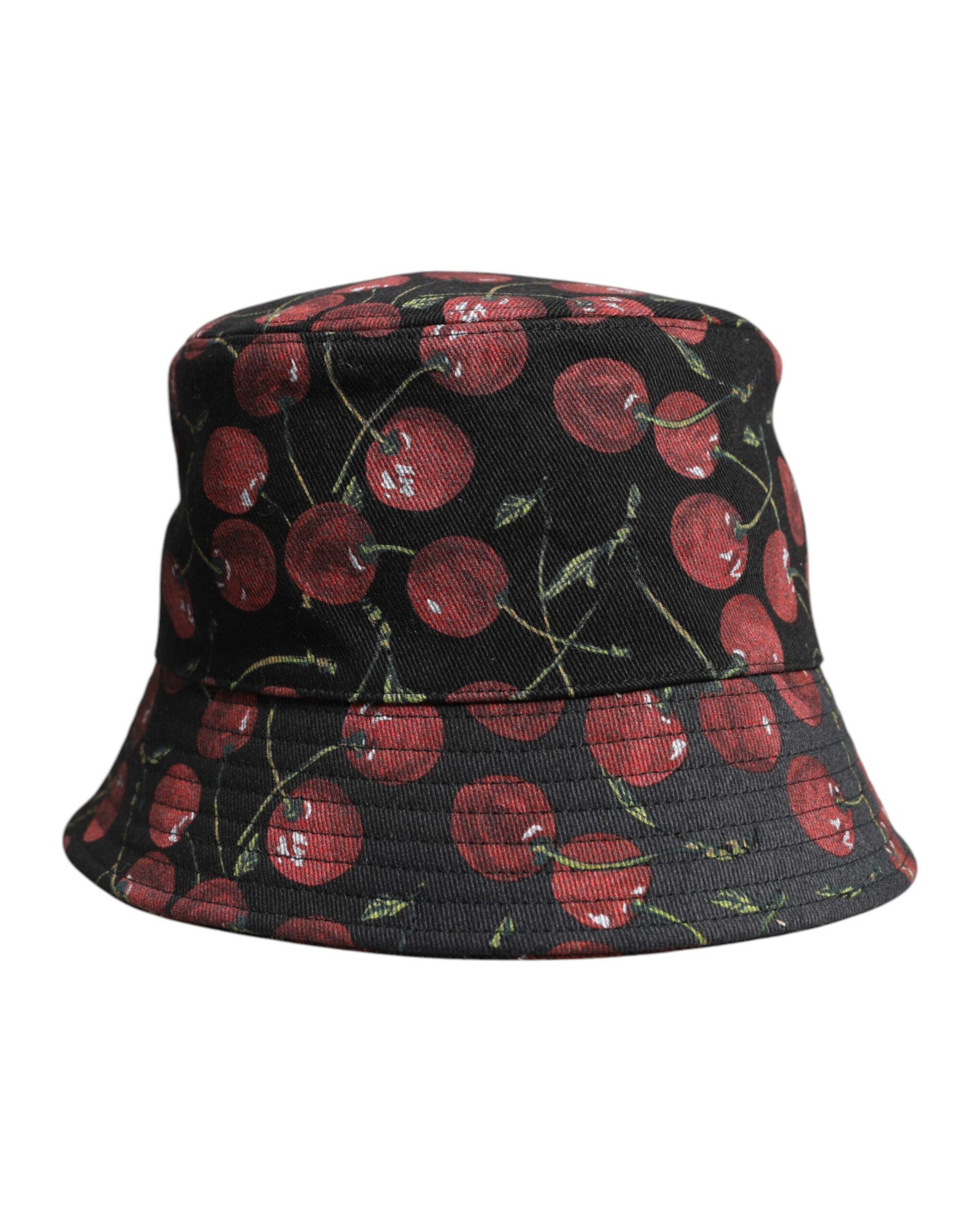 Dolce & Gabbana Black Cotton Printed Wide Brim Bucket Hat Curated Luxury Accessories by Orvyn