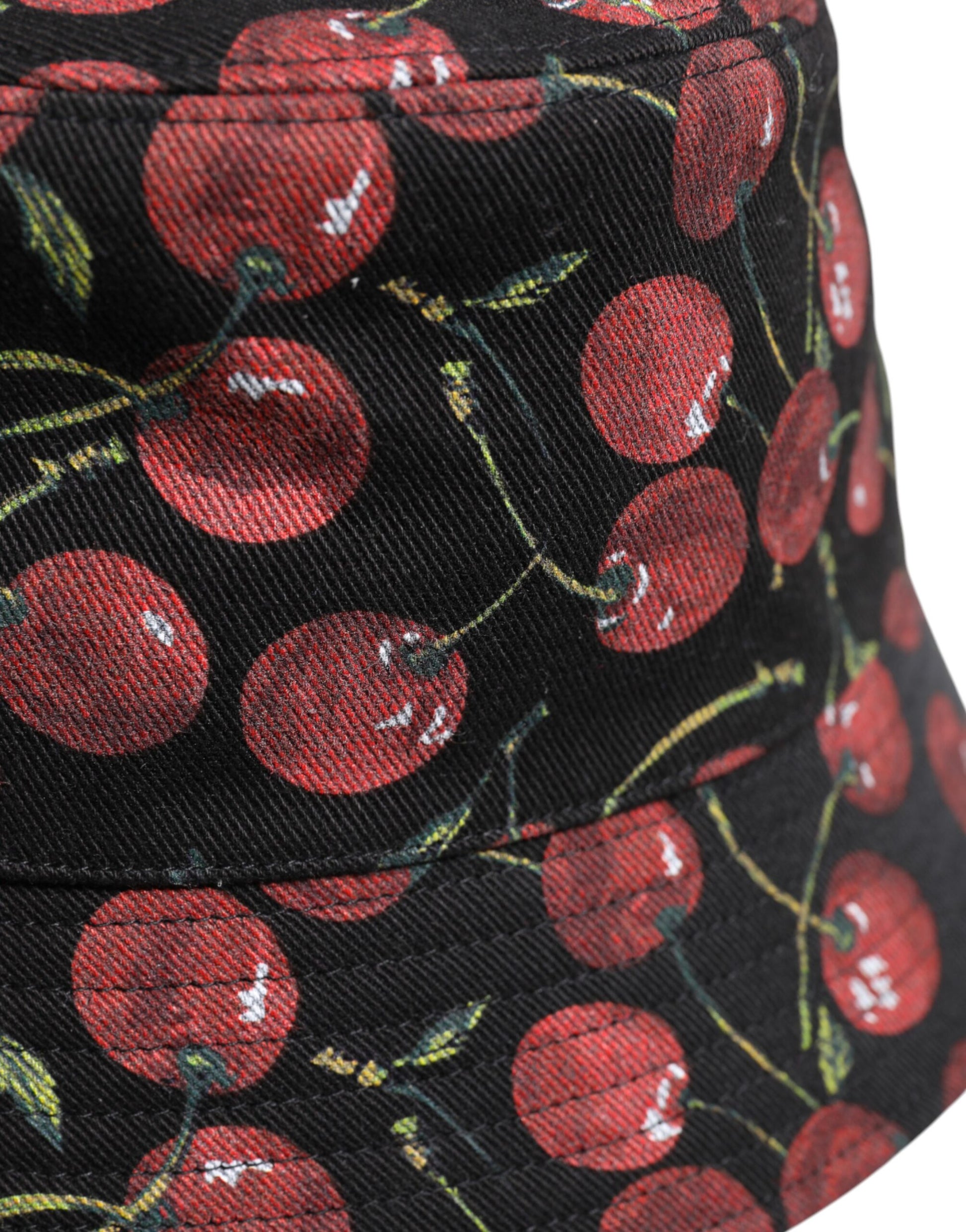 Dolce & Gabbana Black Cotton Printed Wide Brim Bucket Hat Curated Luxury Accessories by Orvyn